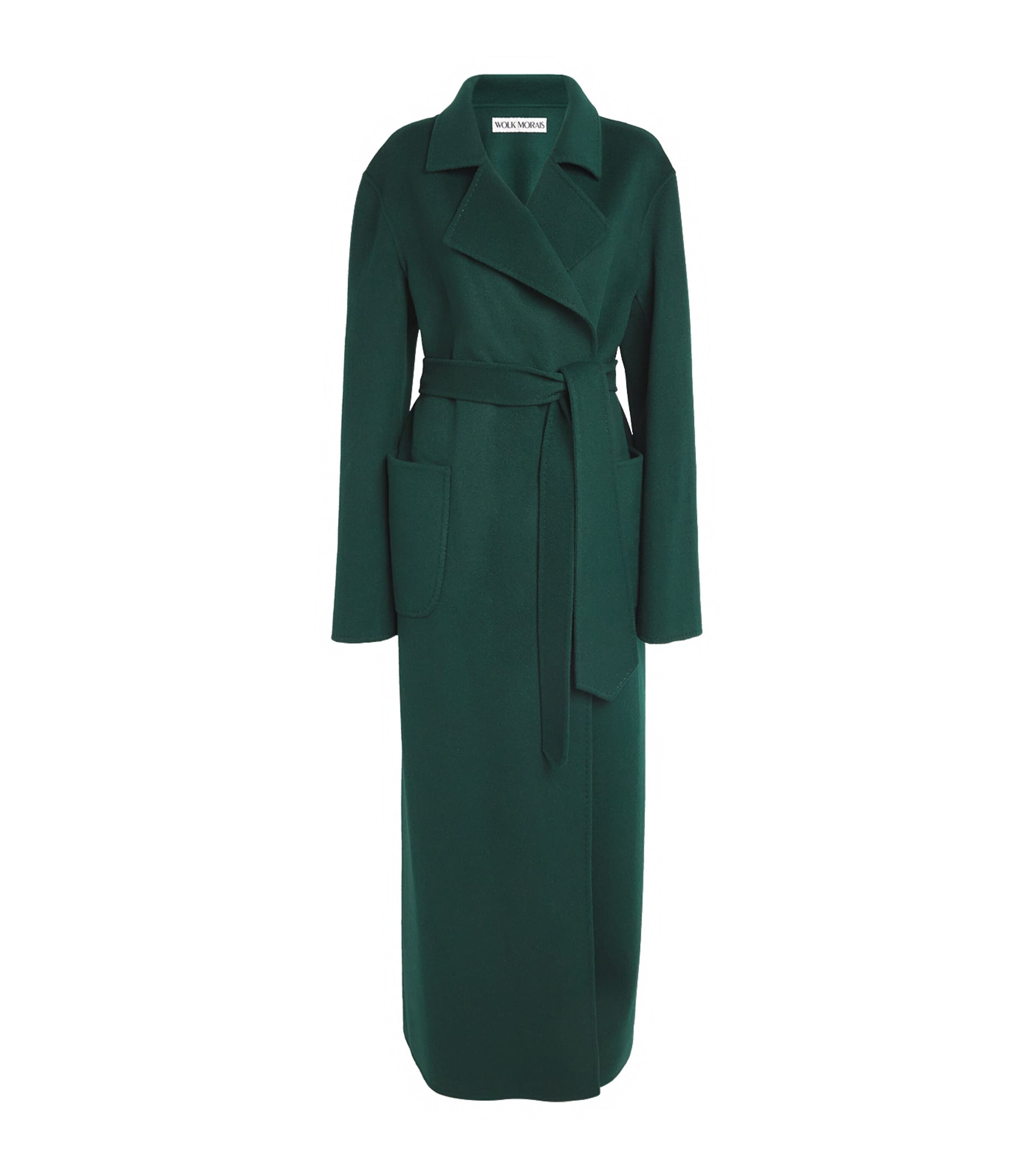 Wolk Morais Cashmere On Set Wrap Coat In Green