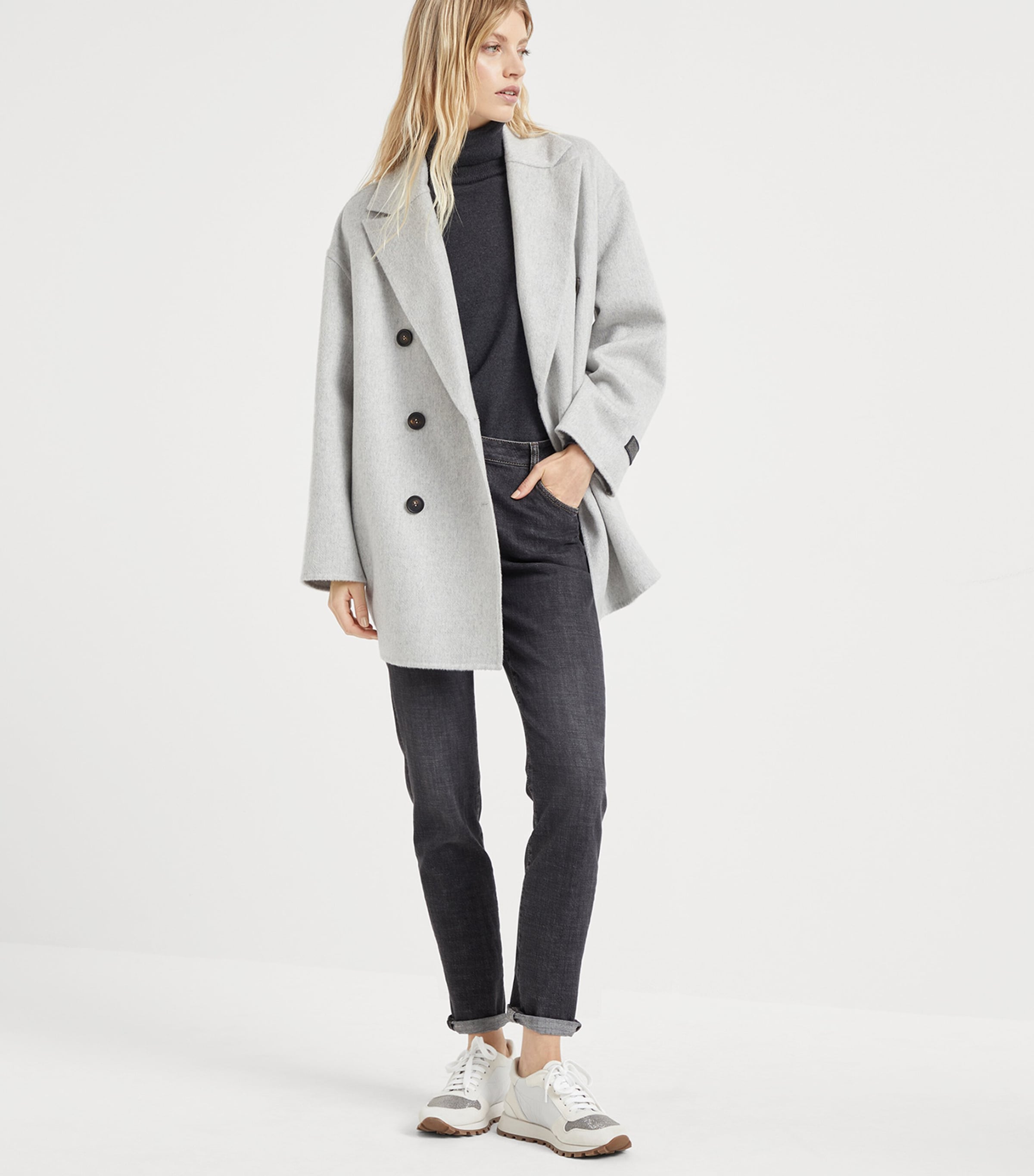 Cashmere Double-Breasted Peacoat C072 Image 5