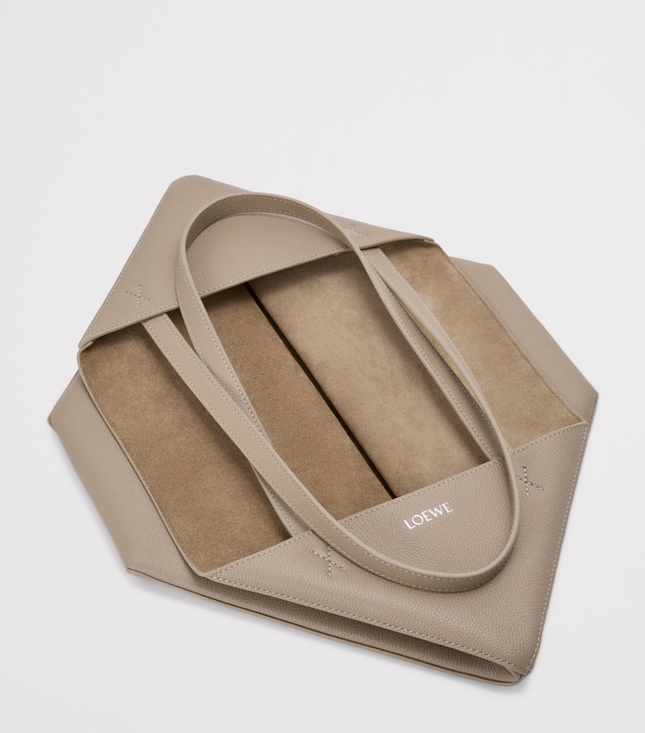 Medium Leather Puzzle Fold Tote Bag CLAY Image 7