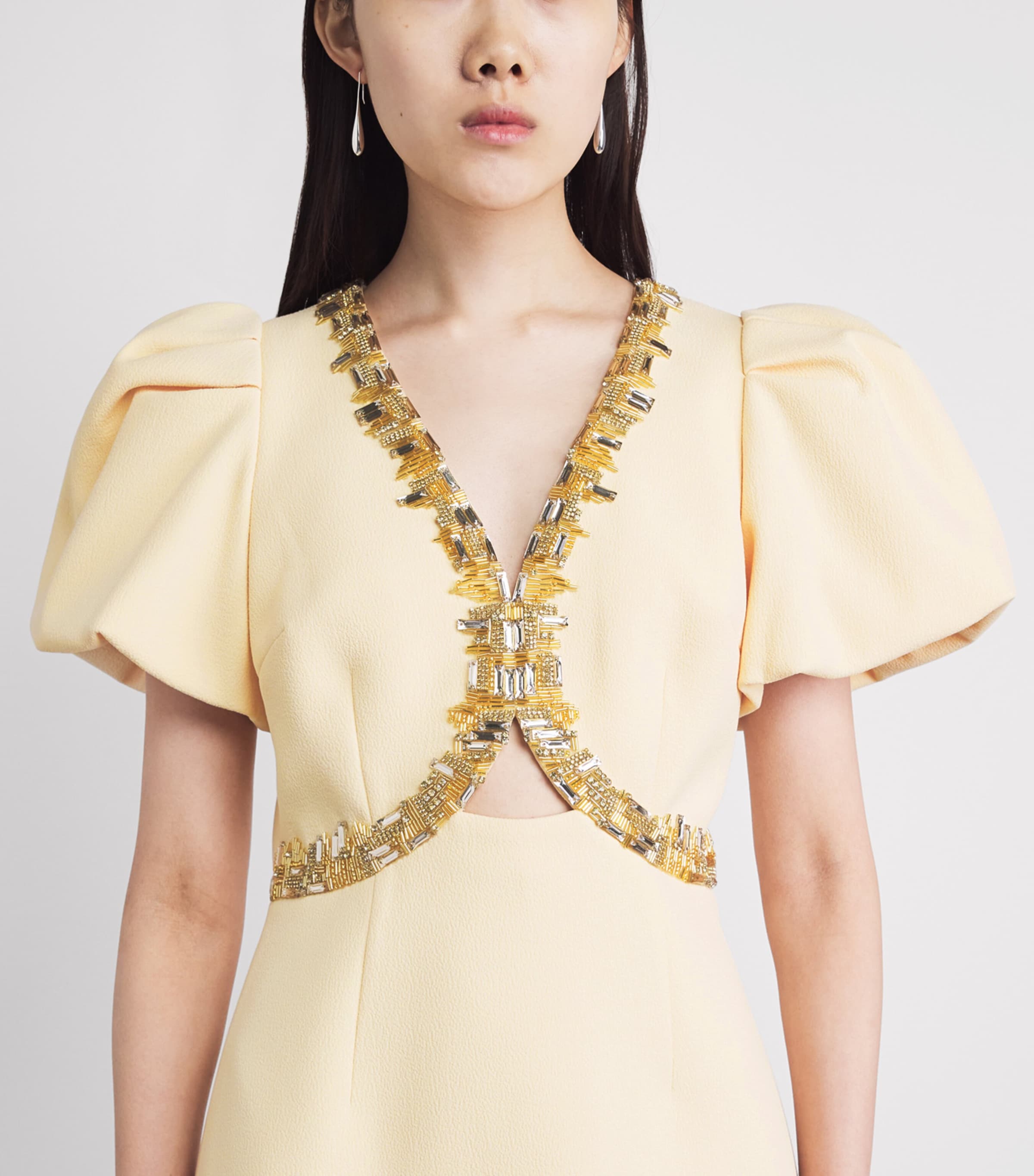 Rebecca Vallance Womens Puff-Sleeve Alexandrite Mini Dress Butter Image 5