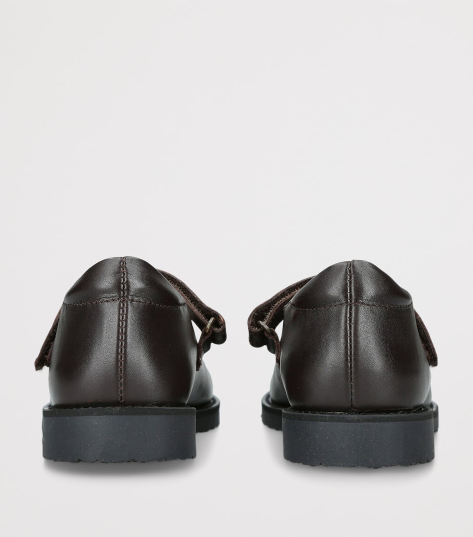 papouelli Leather Emilia Mary Janes Dark Brown Image 2