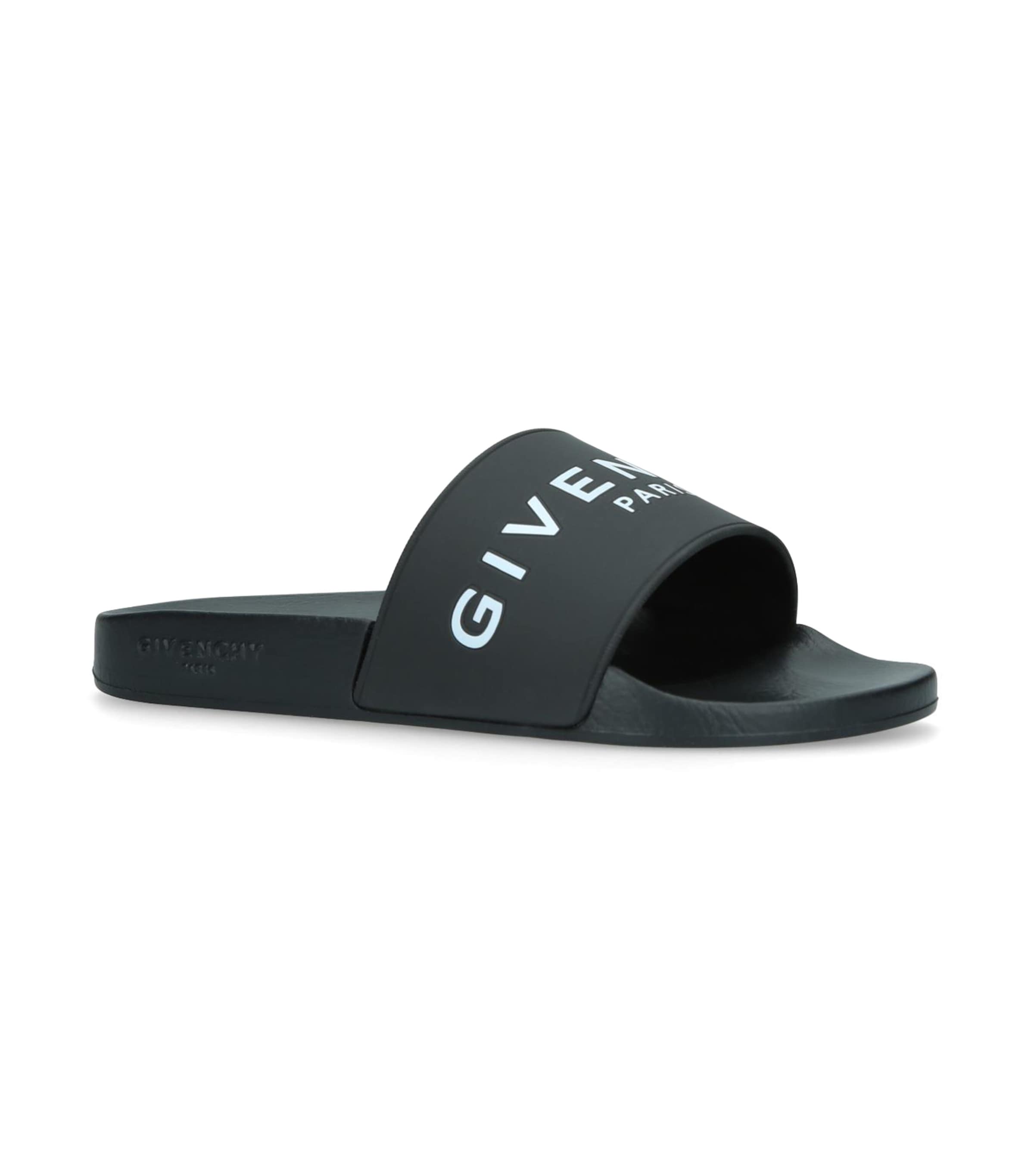 Givenchy 4g Leather-trimmed Embroidered Raffia Slides In Black