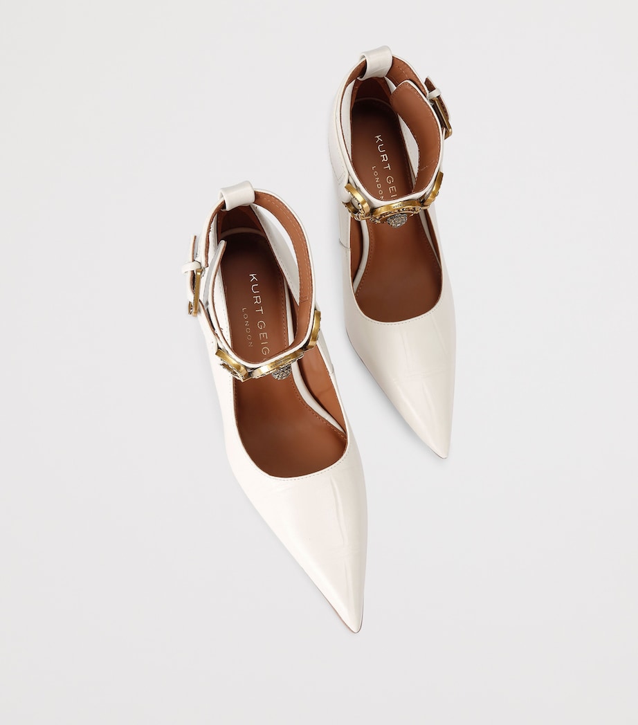 Kurt Geiger London Leather Croc-Embossed Mansion Pumps 105 Bone Image 4