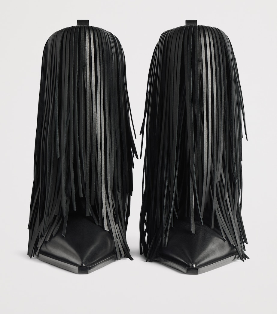 Balenciaga Calfskin Avenue Fringed Heeled Boots 90 Image 3