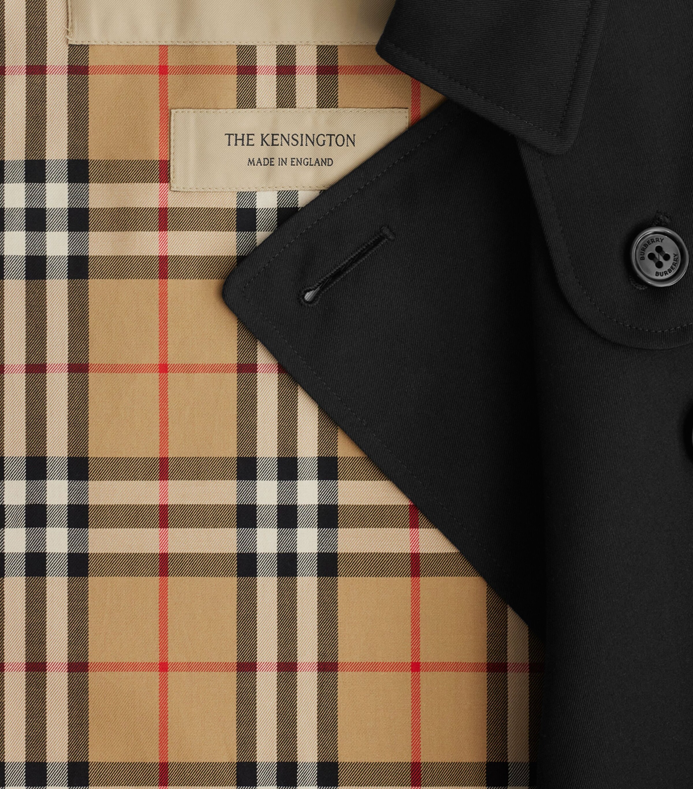 Gabardine Mid-Length Kensington Heritage Trench Coat BLACK Image 7