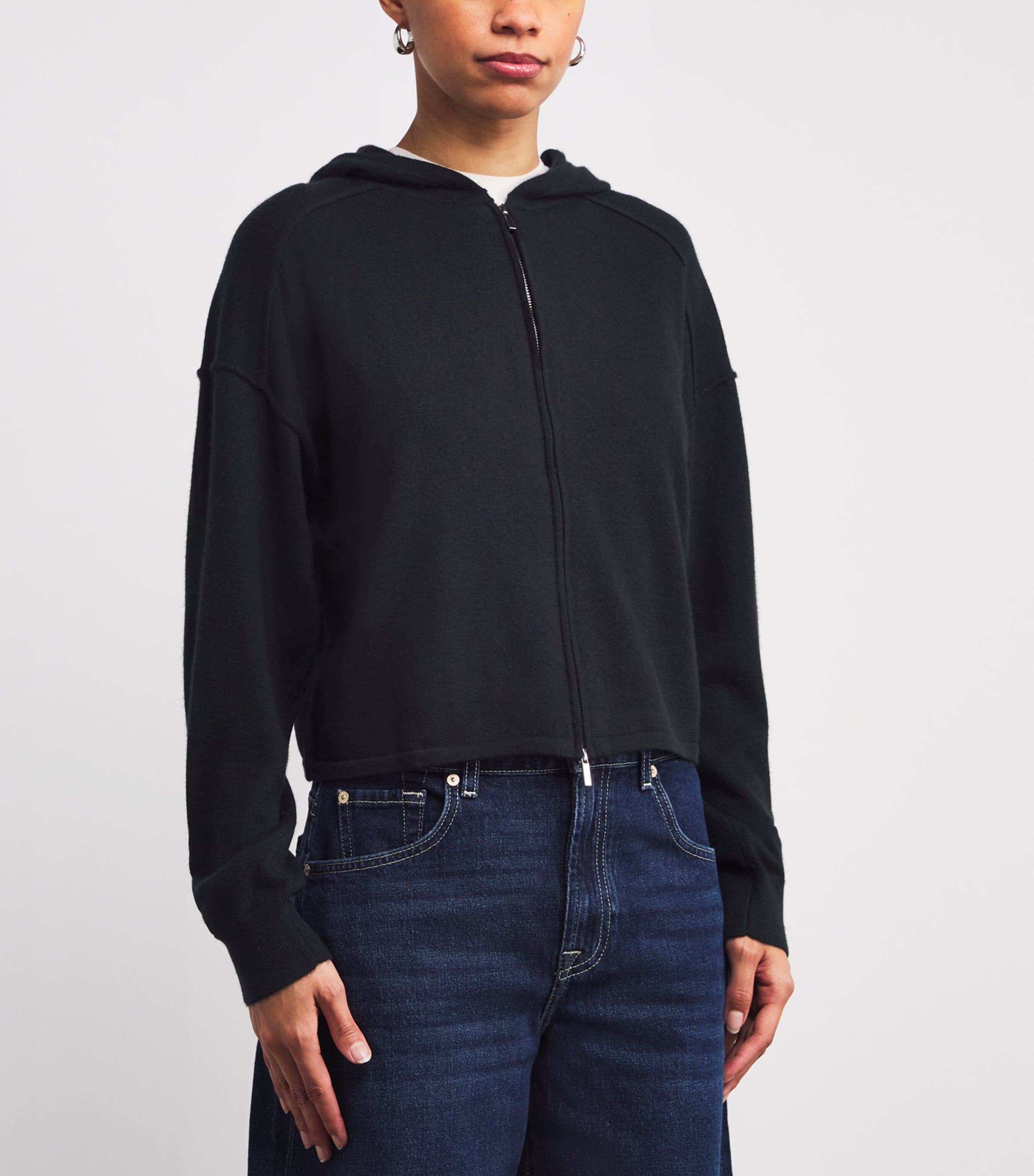 Cashmere Zip-Up Hoodie CASHMERE COAL Image 3