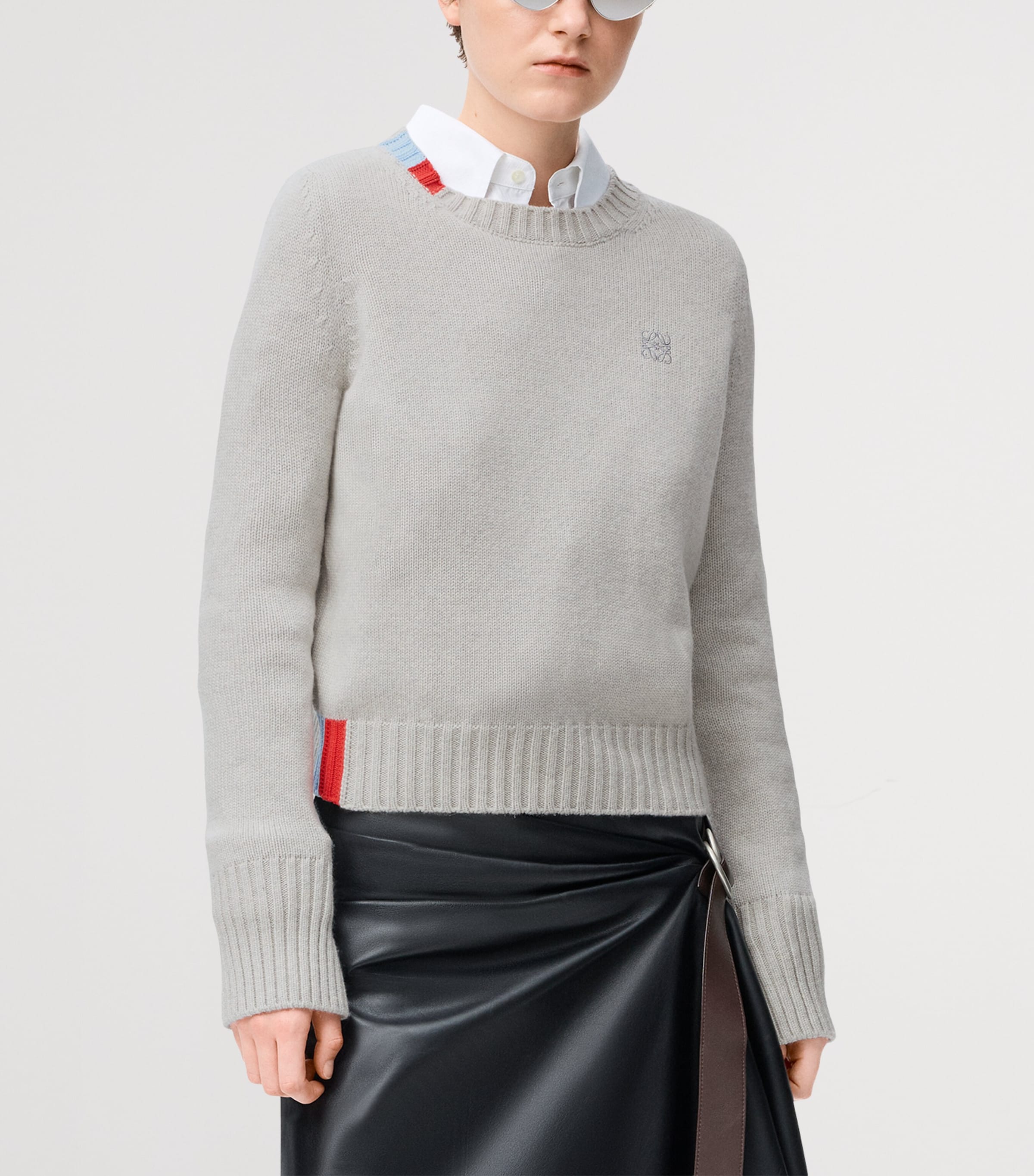 Cashmere Anagram Sweater LIGHT BLUE Image 3