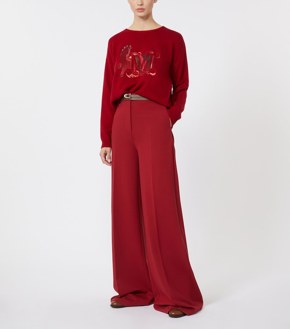 Wool-Cashmere Monogram Sweater DARK RED Image 2