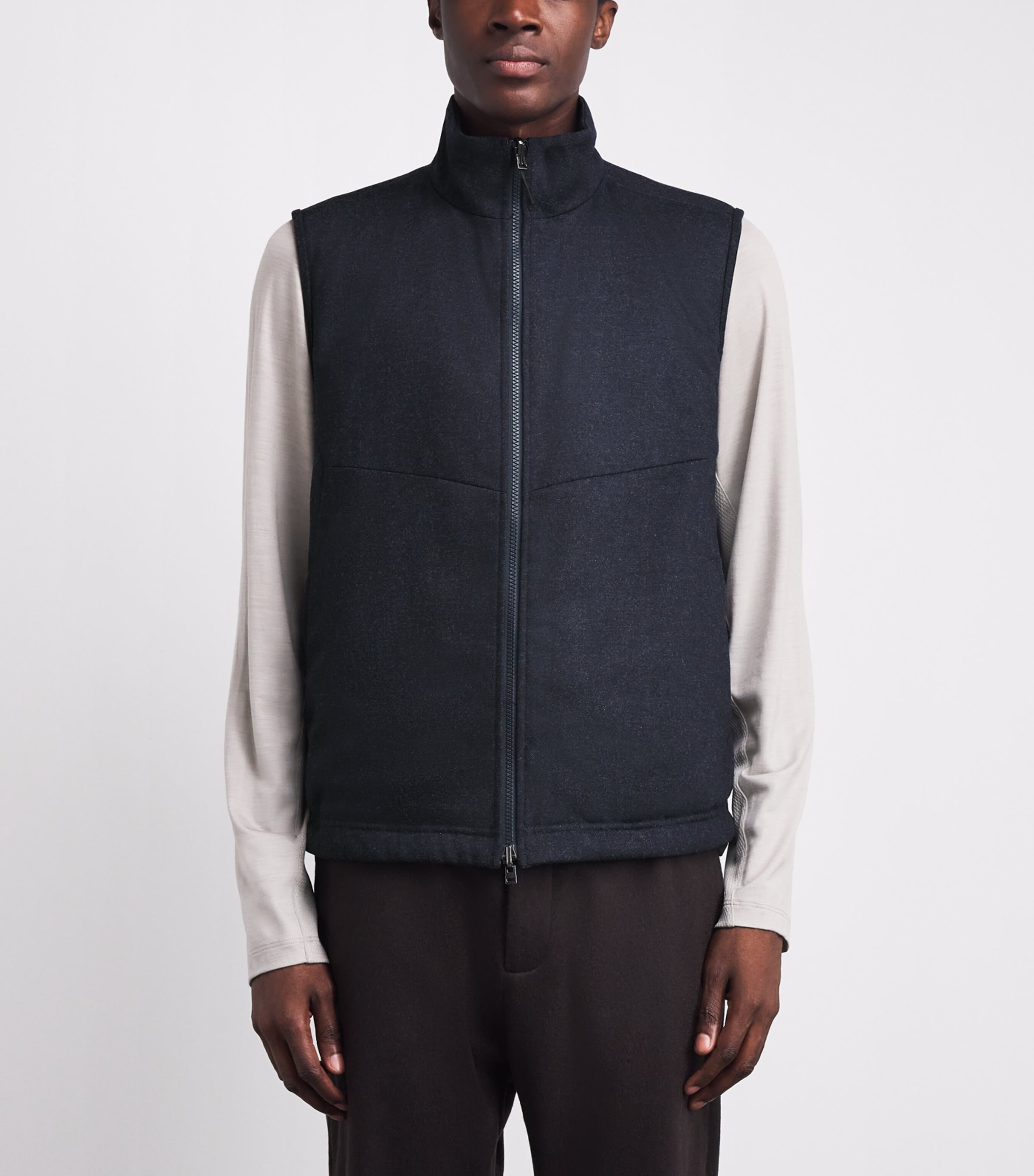 Sease Mens Check Reversible Gilet Blue Beige Image 6