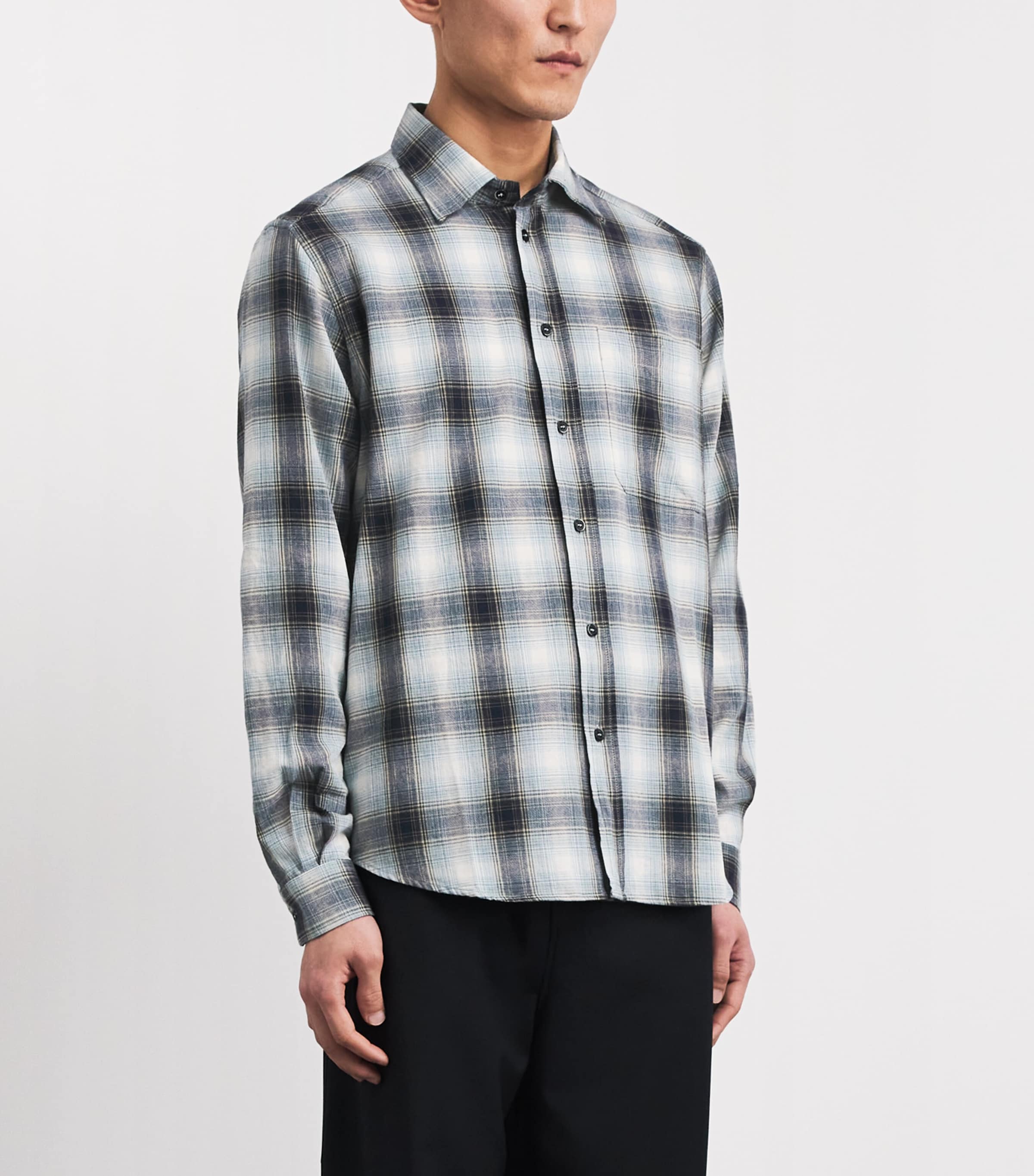 Barena Mens Cotton Check Shirt Navy Image 4