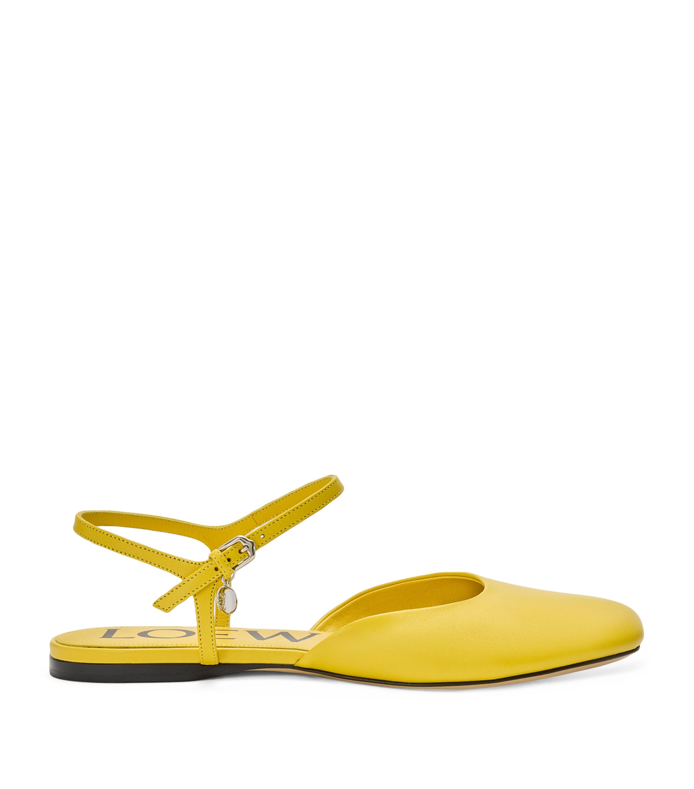 Loewe Leather Ankle-strap Toy Ballet Flats In Yellow