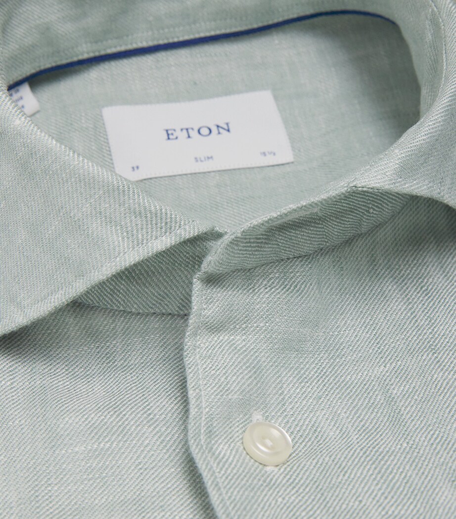 Linen Slim-Fit Shirt 64 MID GREEN Image 5