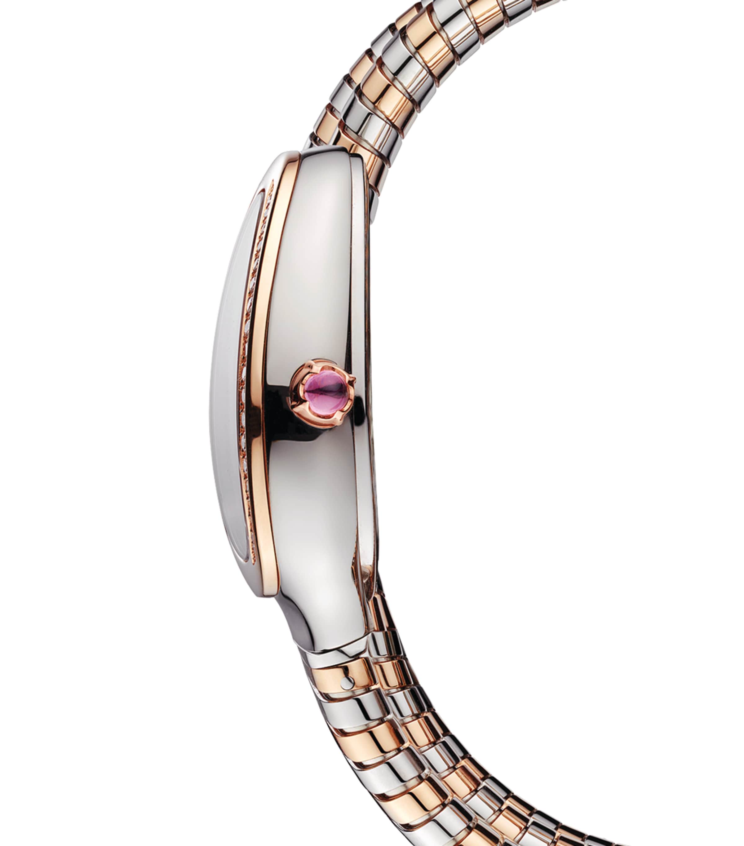 Bvlgari Rose Gold, Stainless Steel, Diamond and Rubellite Serpenti Tubogas Watch 35mm Grey Image 3