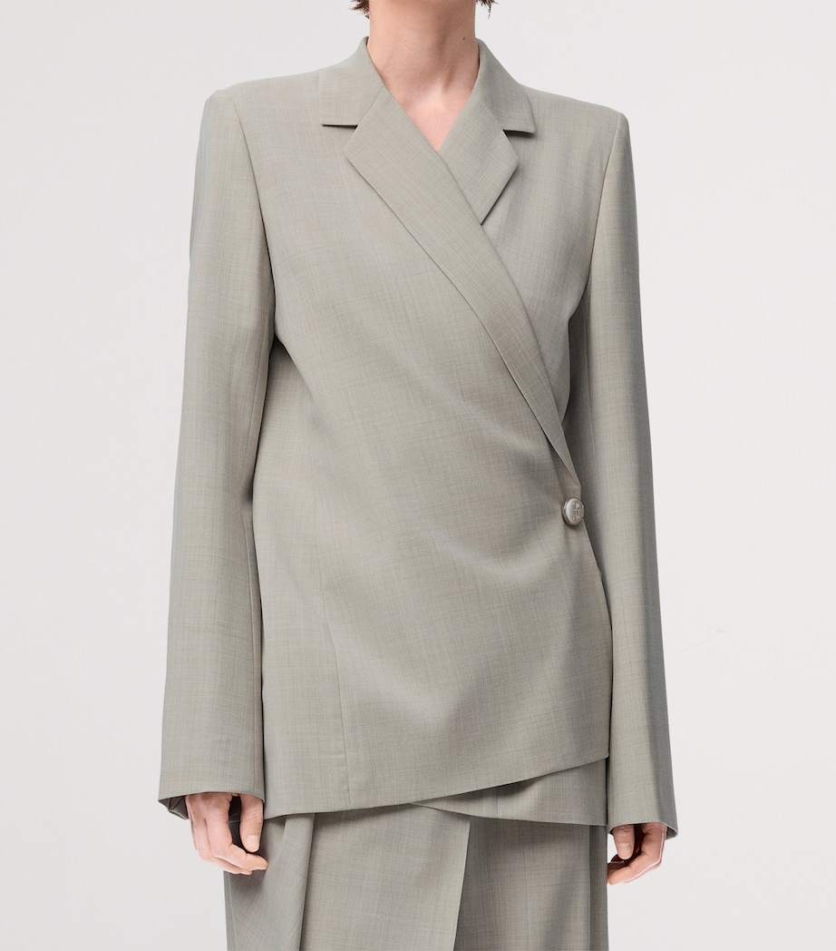 Wool Side-Button Blazer LIGHT BEIGE MELANGE Image 3