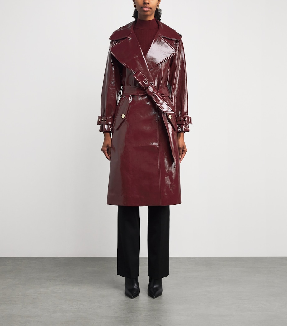 Faux Leather Nevada Trench Coat I606 OXBLOOD Image 3