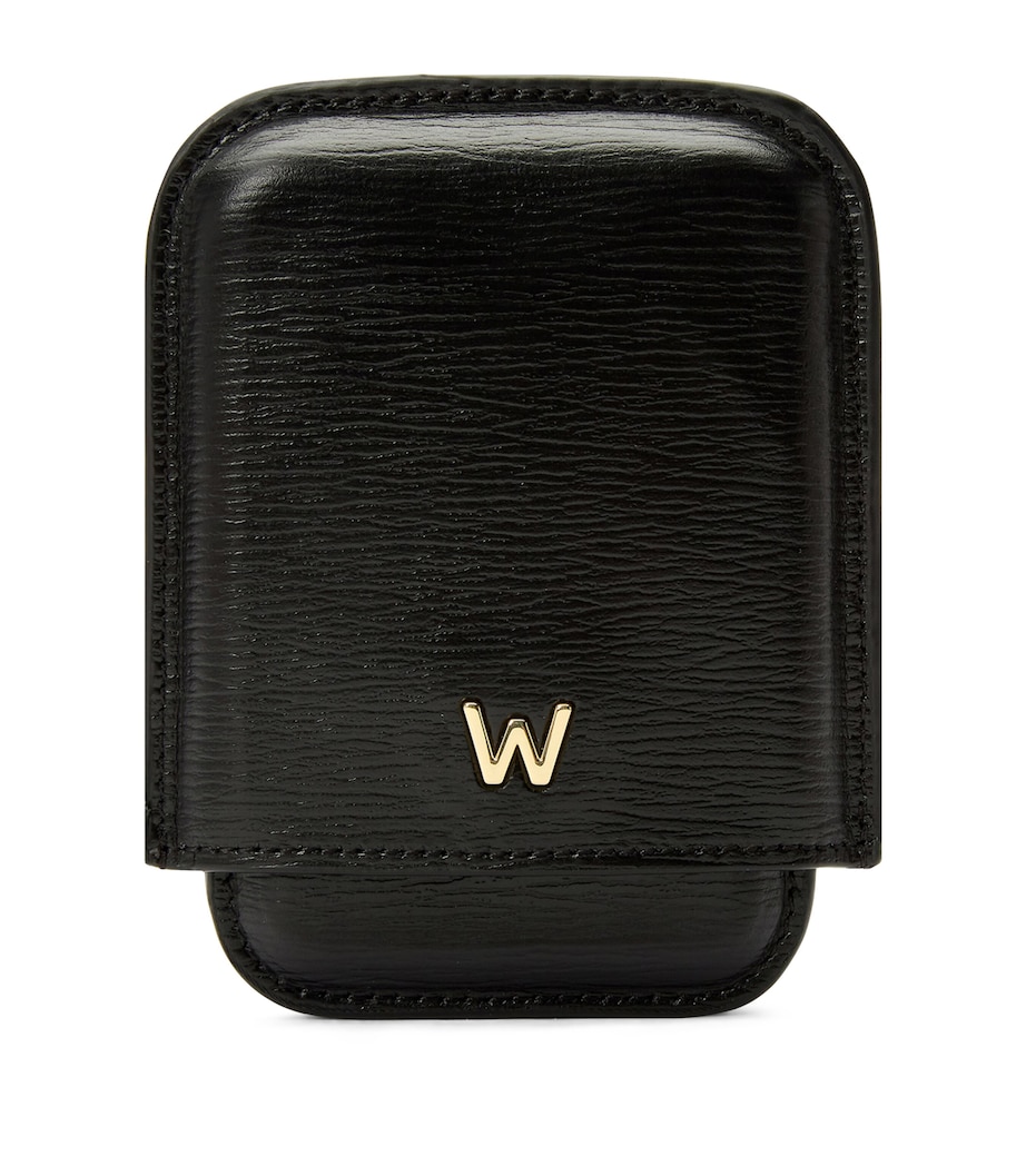 Leather W Moulded Card Holder BLACK Image 1