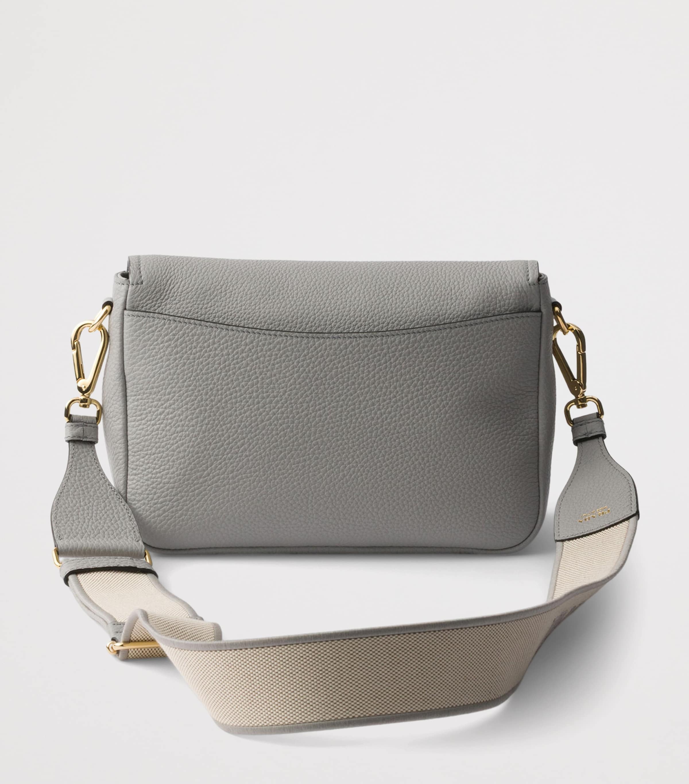 Prada Grained Leather Shoulder Bag Grey Image 6