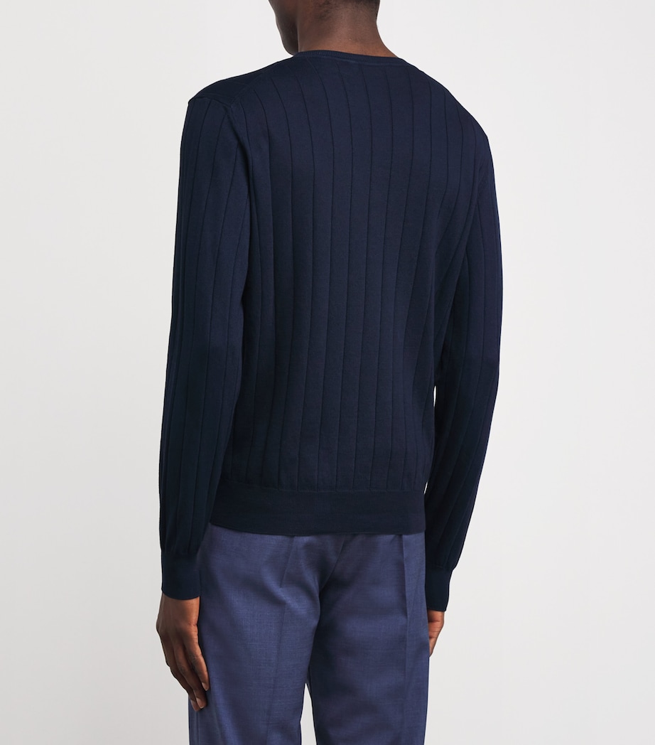 Pima Cotton Crew-Neck Jumper 1 NAVY BLUE Image 4
