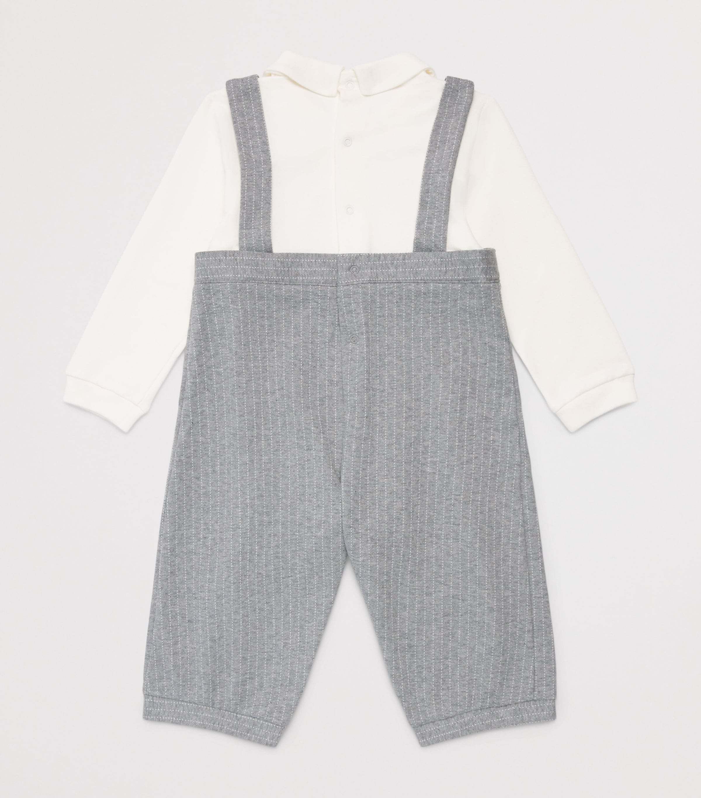 Il Gufo Cotton-Blend Collar Playsuit (1-18 Months) Dark Grey Image 2