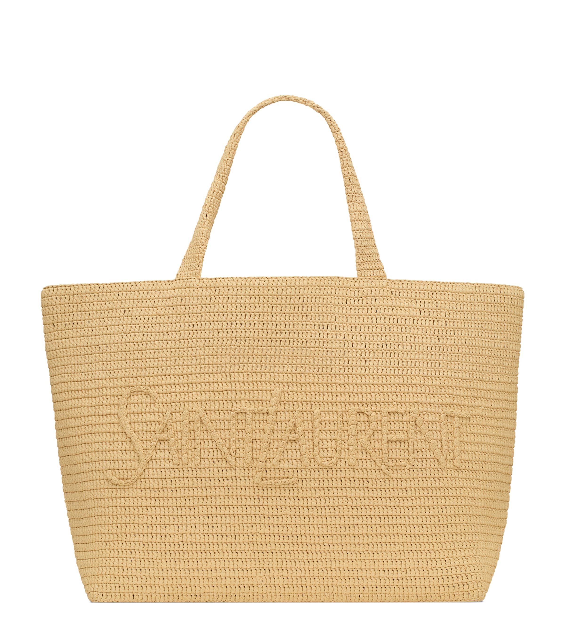 Saint Laurent Oversized Raffia Tote Bag In Brown