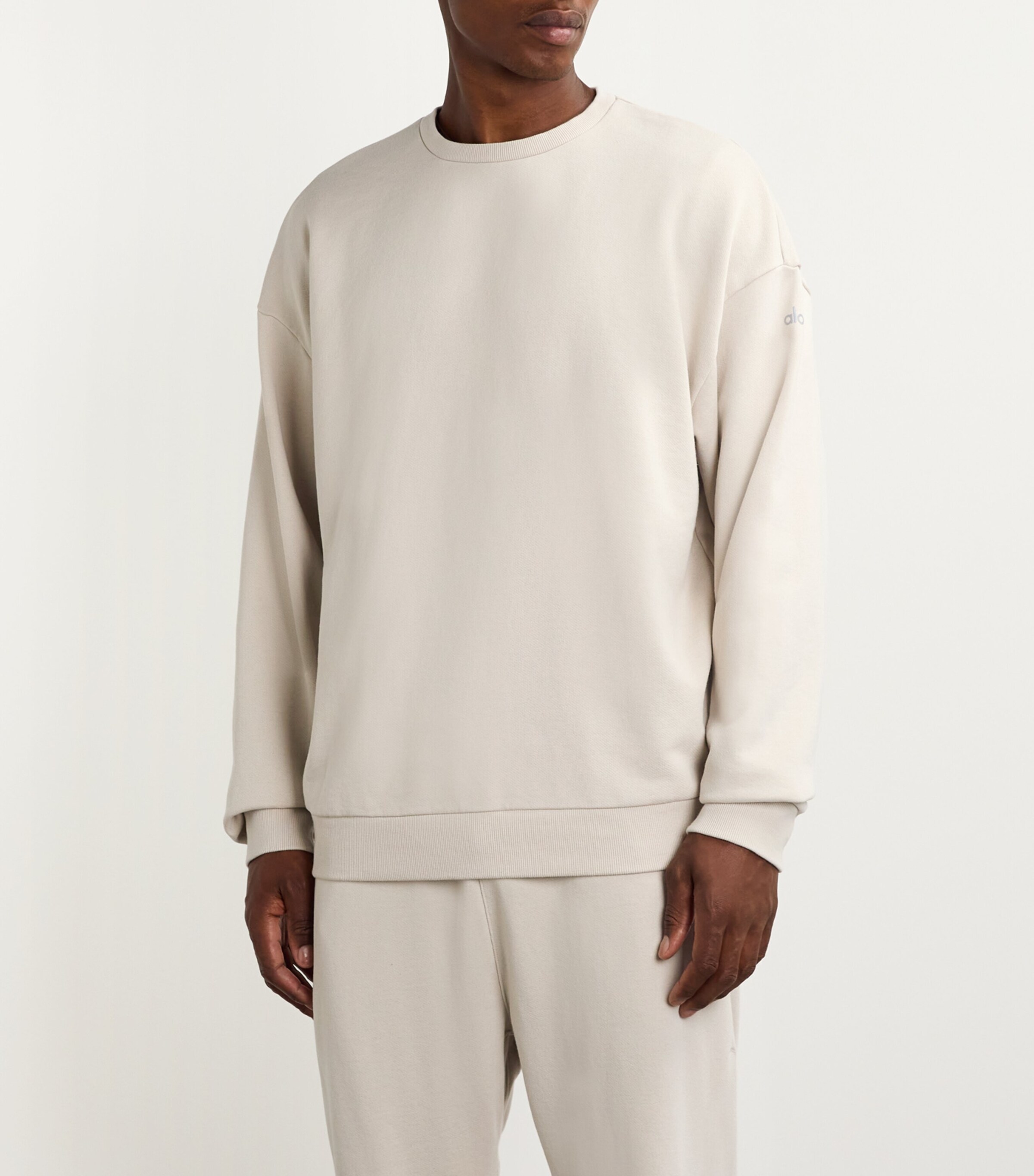 Alo Yoga Mens Cotton-Blend Chill Sweatshirt Bone Image 3
