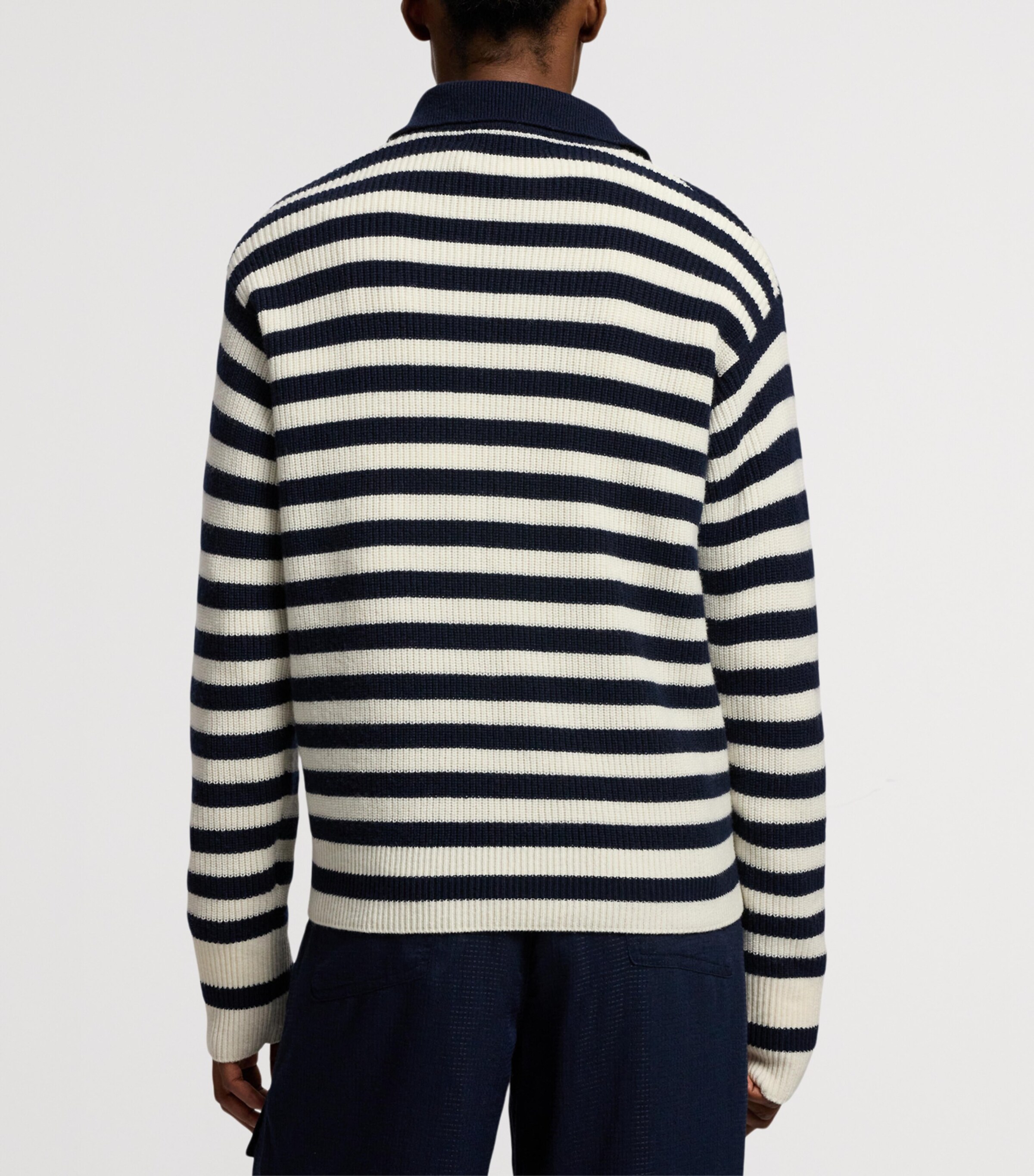 Ralph Lauren Collection Womens Cashmere Stripe Polo Sweater Natural Image 8