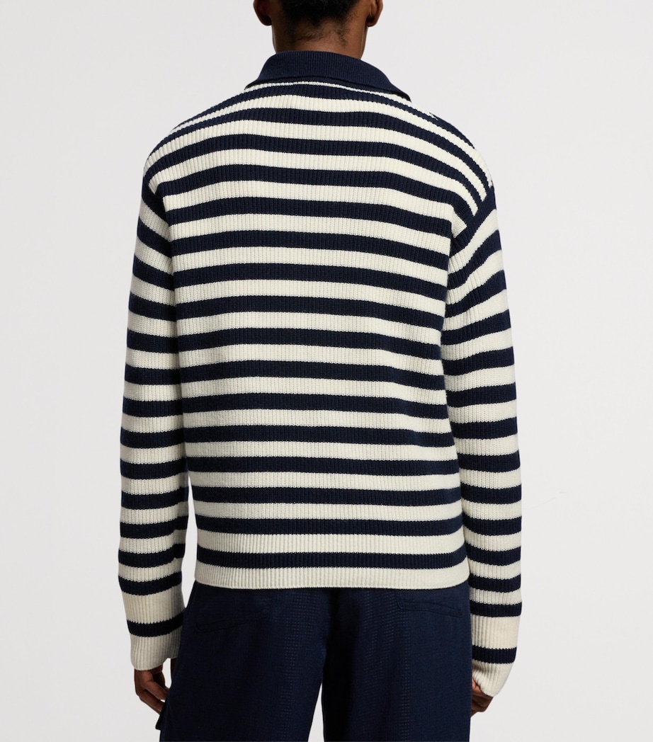 Ralph Lauren Collection Womens Cashmere Stripe Polo Sweater Natural Image 8