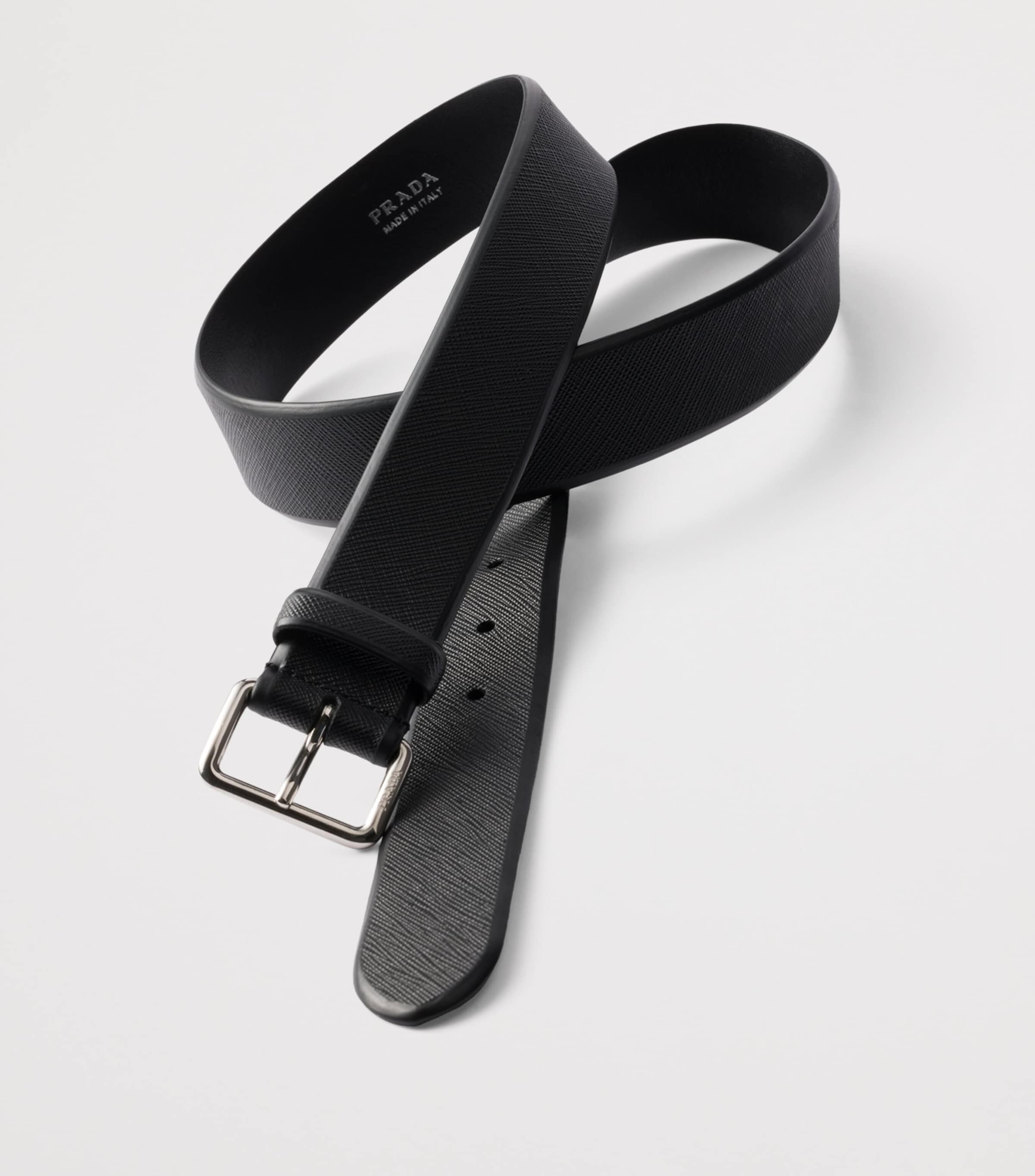 Prada Black Saffiano Leather Belt | Harrods UK