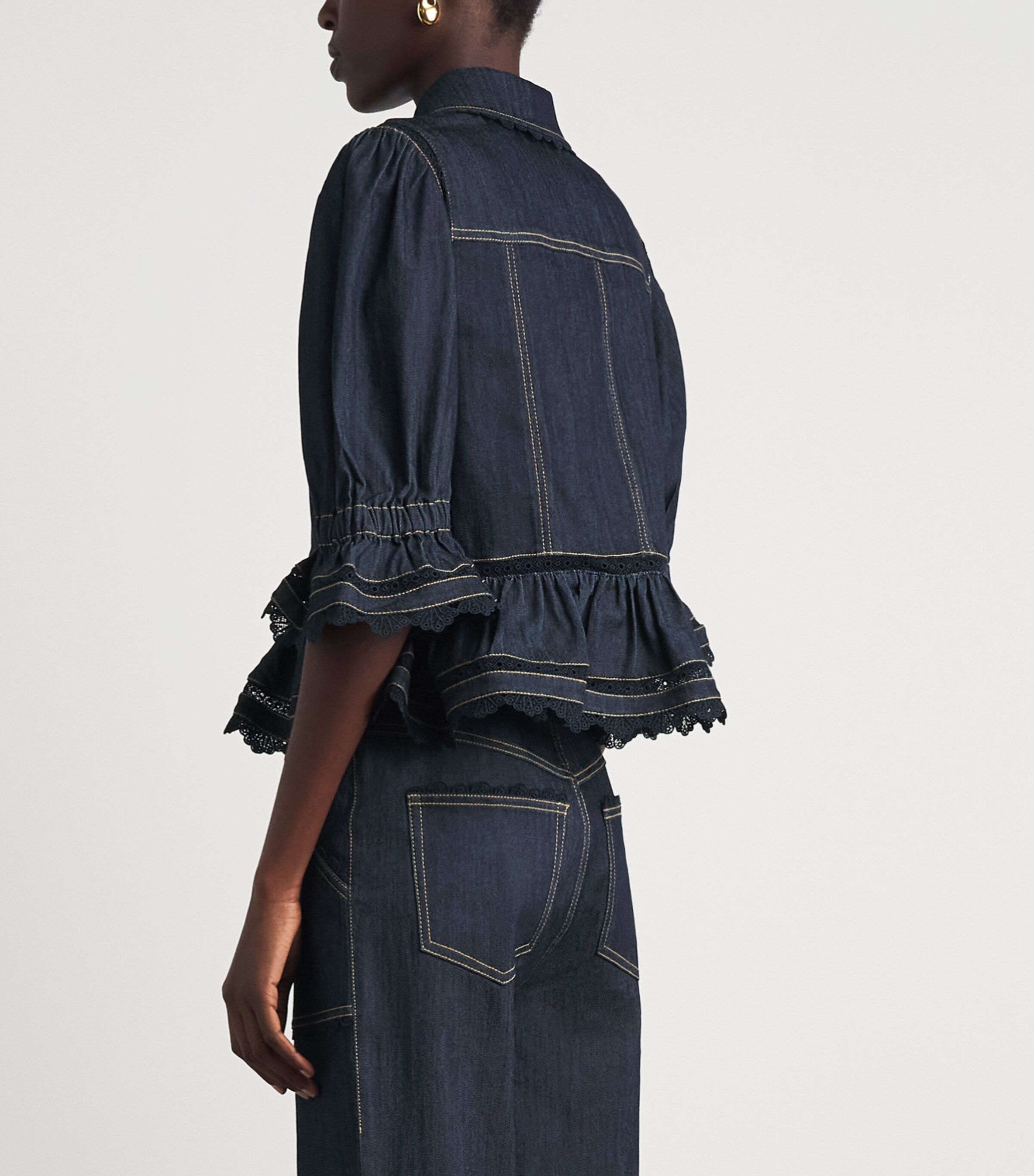 Cinq A Sept Blue Guipure Lace-Trim Sylvia Jacket | Harrods US