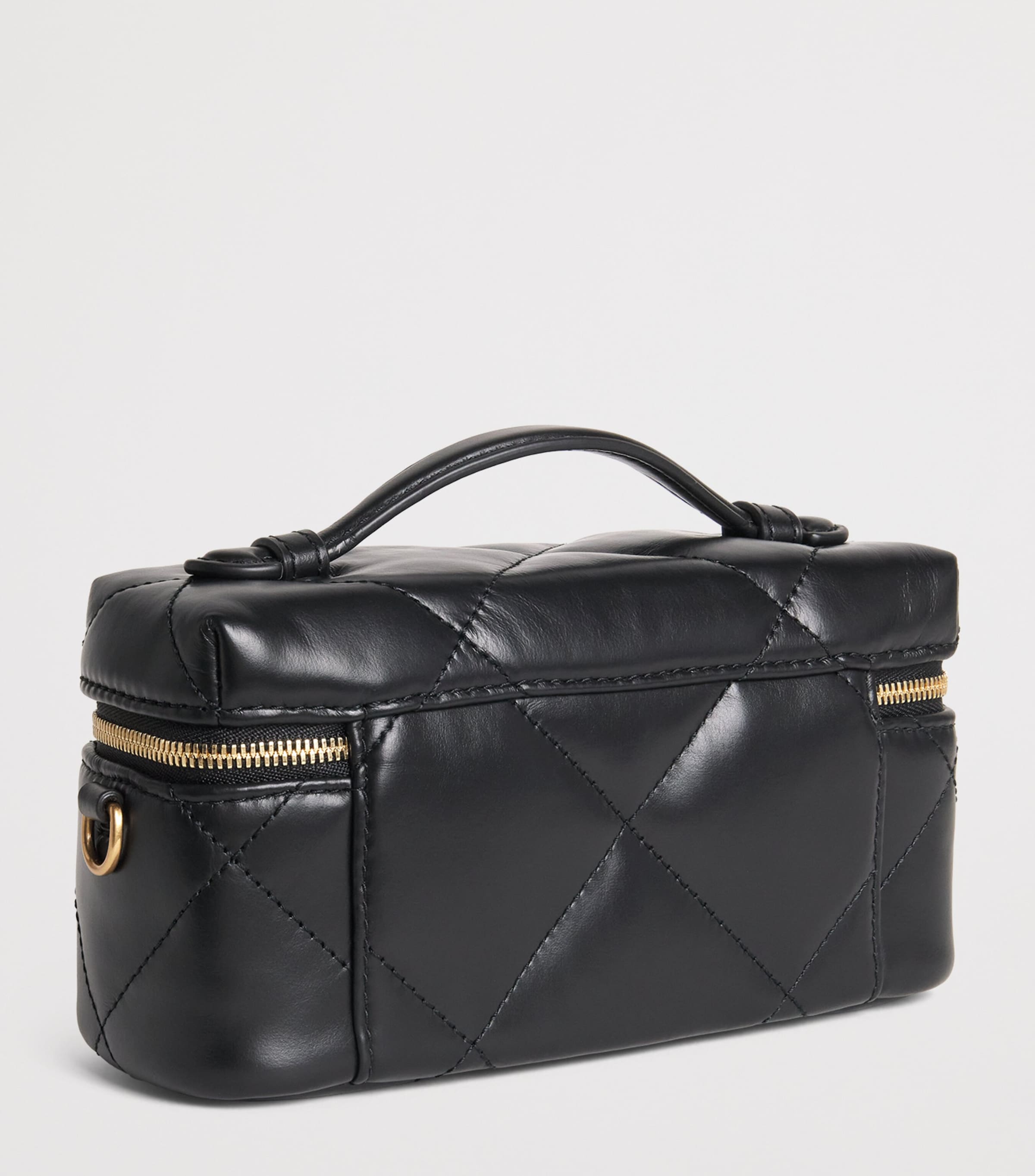 Leather Quilted Kira Vanity Case Bag BLACK Image 3