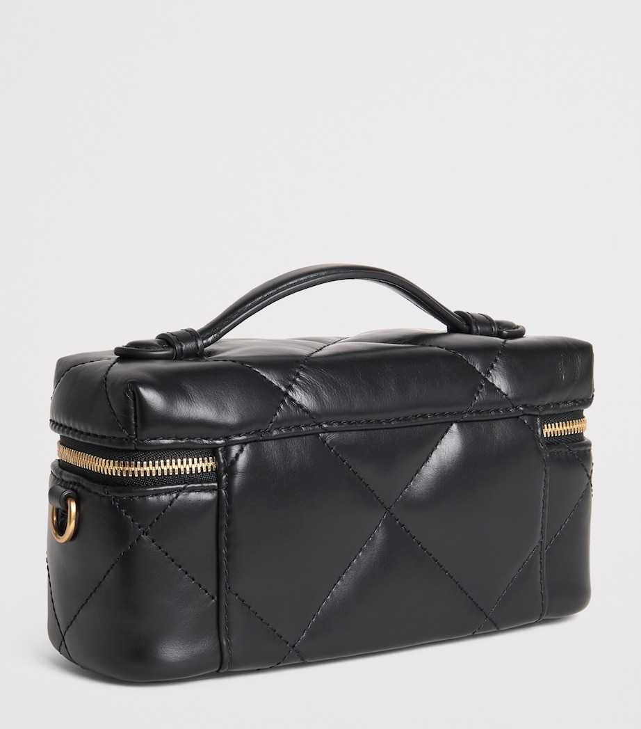 Leather Quilted Kira Vanity Case Bag BLACK Image 3