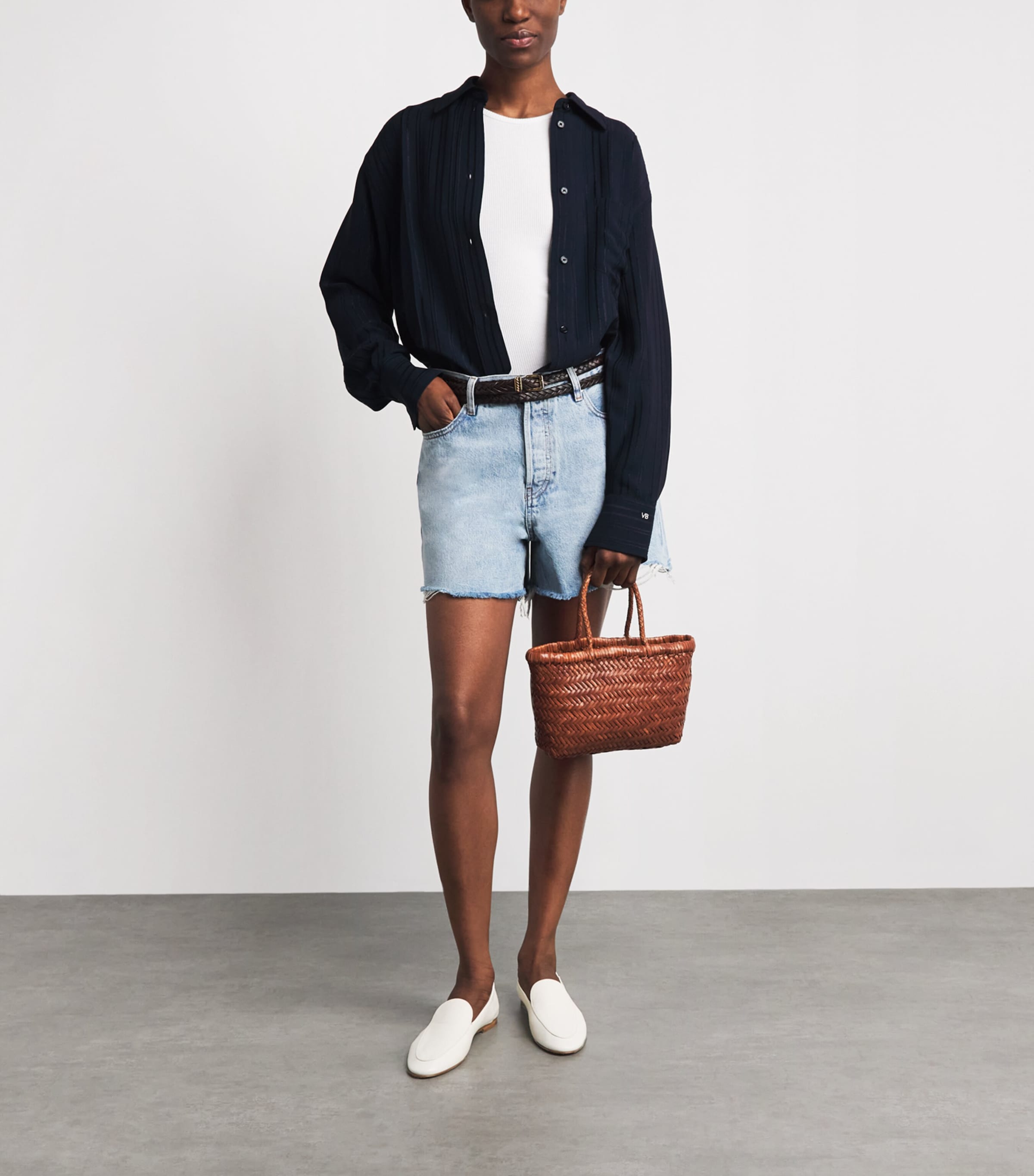 Mini Leather Flat Gora Tote Bag TAN Image 4