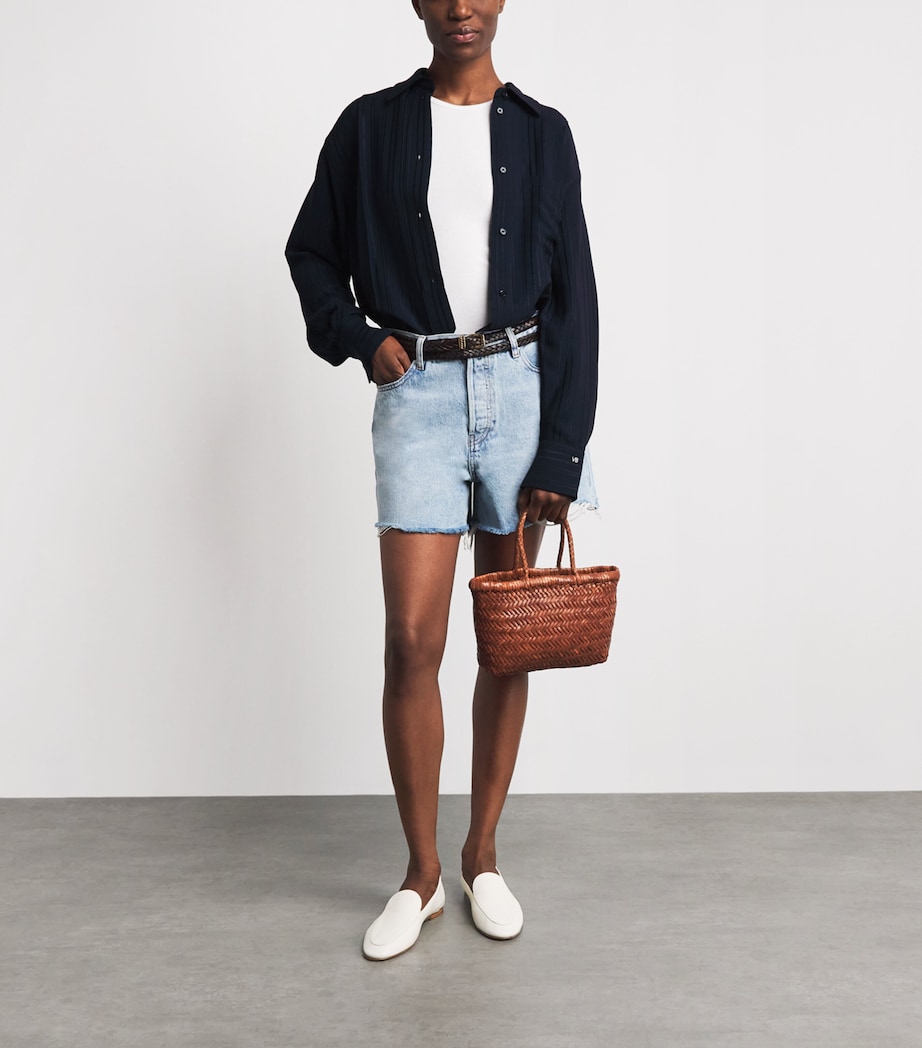 Mini Leather Flat Gora Tote Bag TAN Image 4