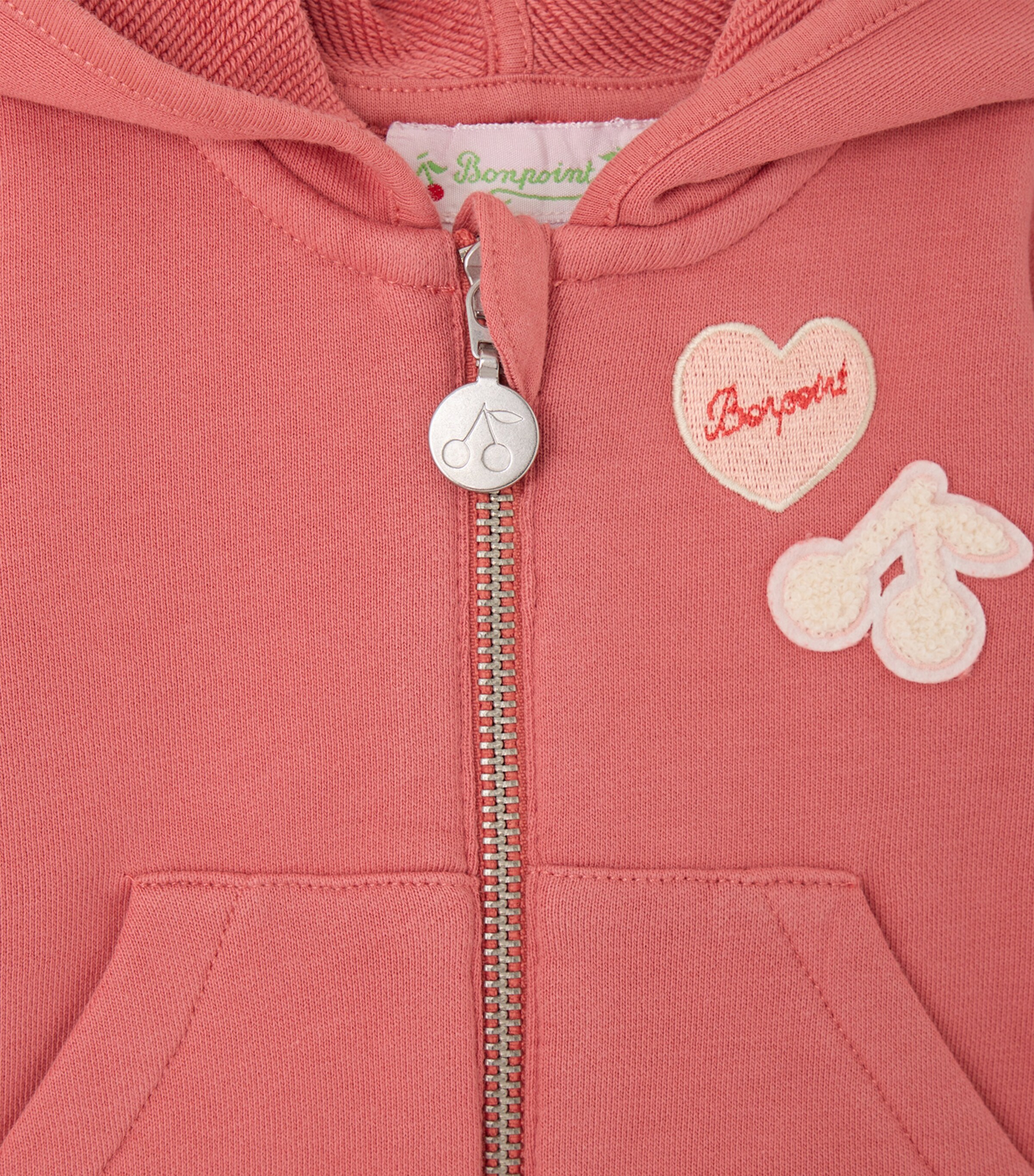 Bonpoint Cotton Embroidered Hoodie (6-18 Months) Upb Framboise Image 3