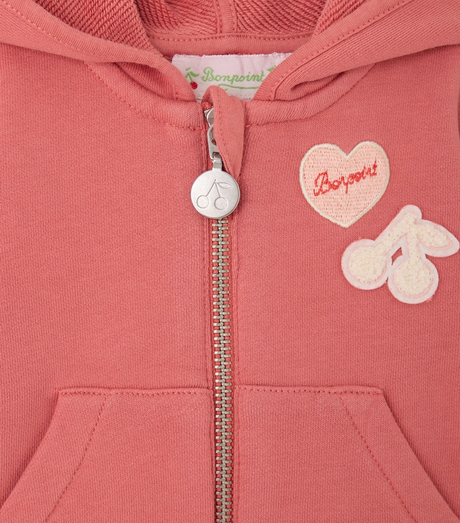 Bonpoint Cotton Embroidered Hoodie (6-18 Months) Upb Framboise Image 3