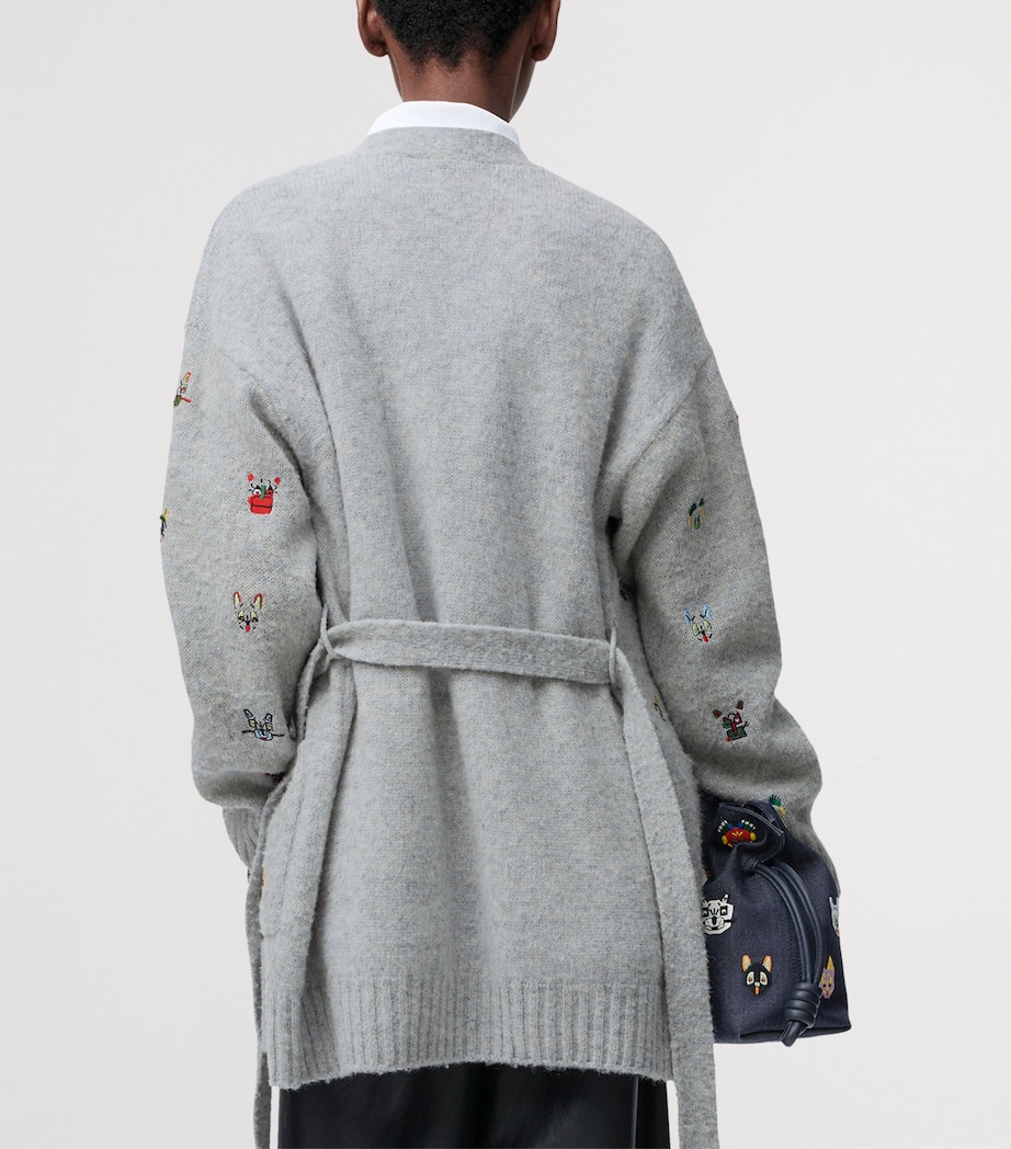 x Louis Wain Wool-Blend Belted Cardigan GREY/MULTICOLOR Image 4