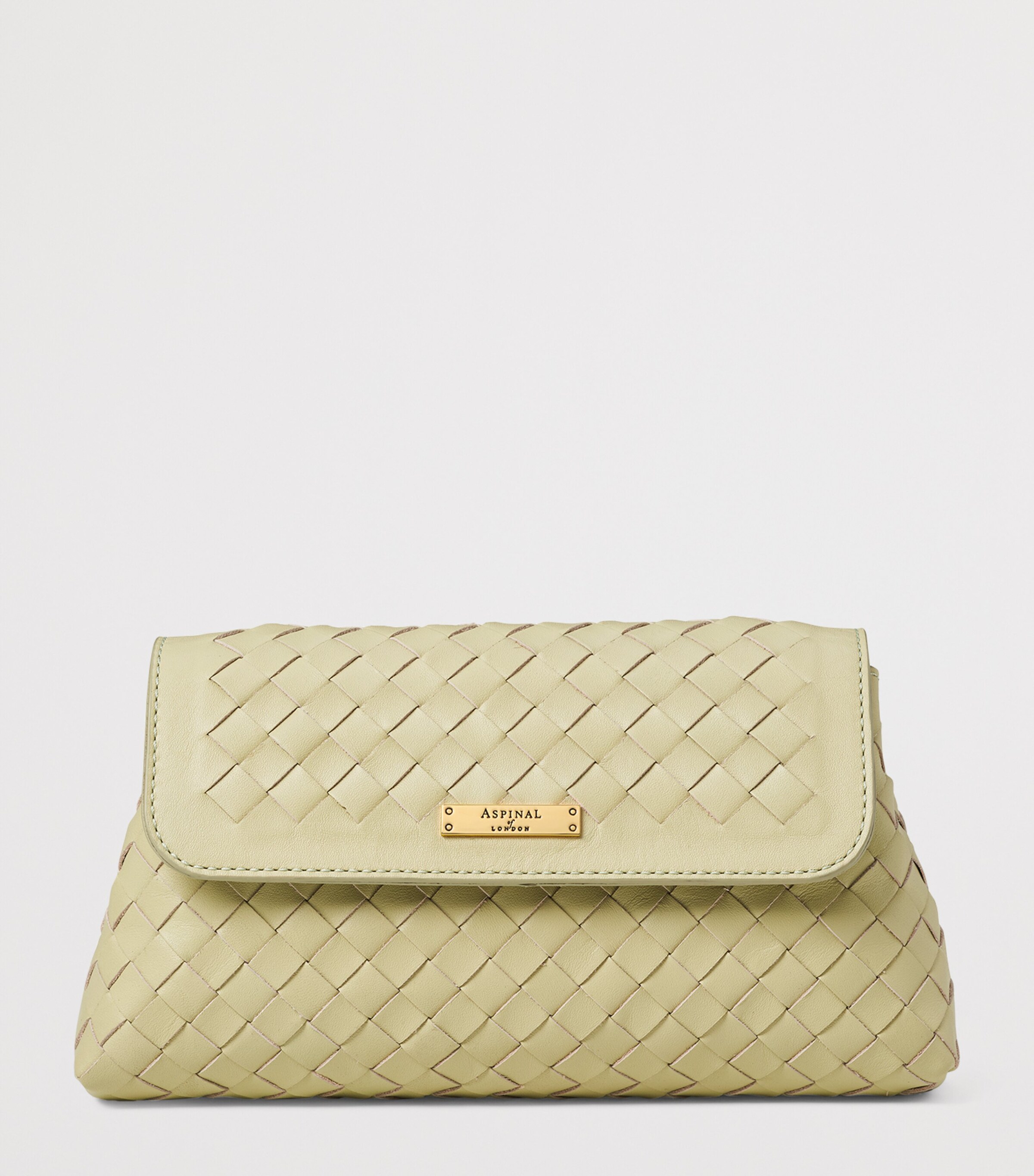 Aspinal Of London Leather Clutch Bag Pistachio Image 2