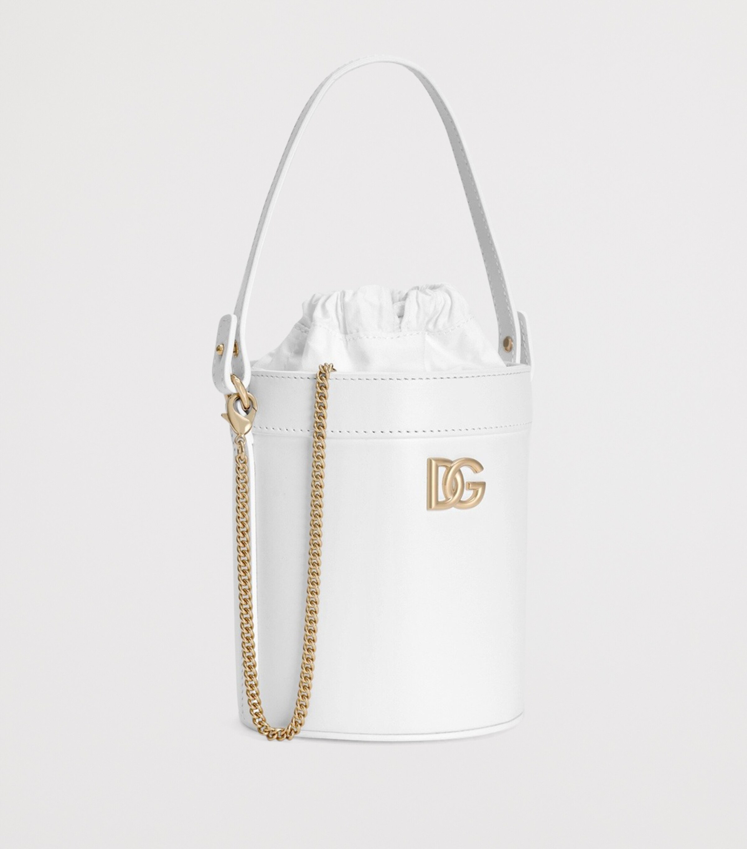 Dolce&Gabbana Kids Leather Bucket Bag White Image 2