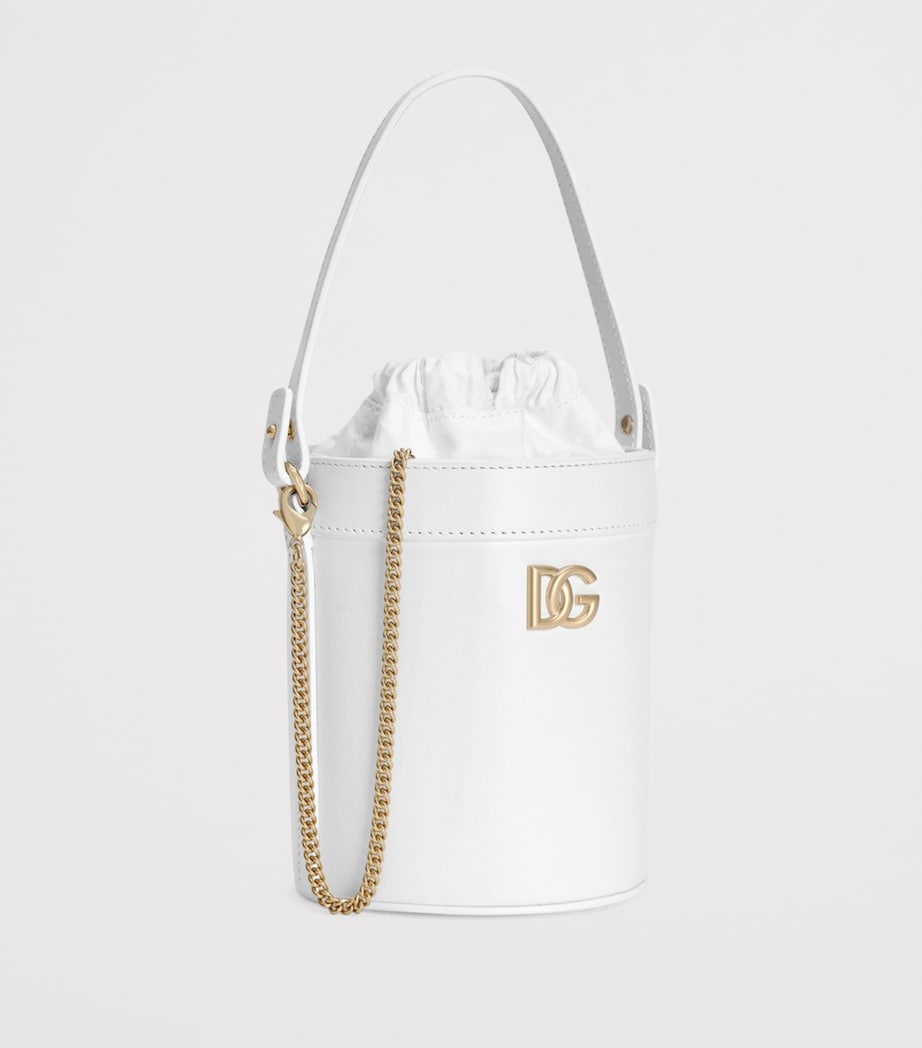 Dolce&Gabbana Kids Leather Bucket Bag White Image 2