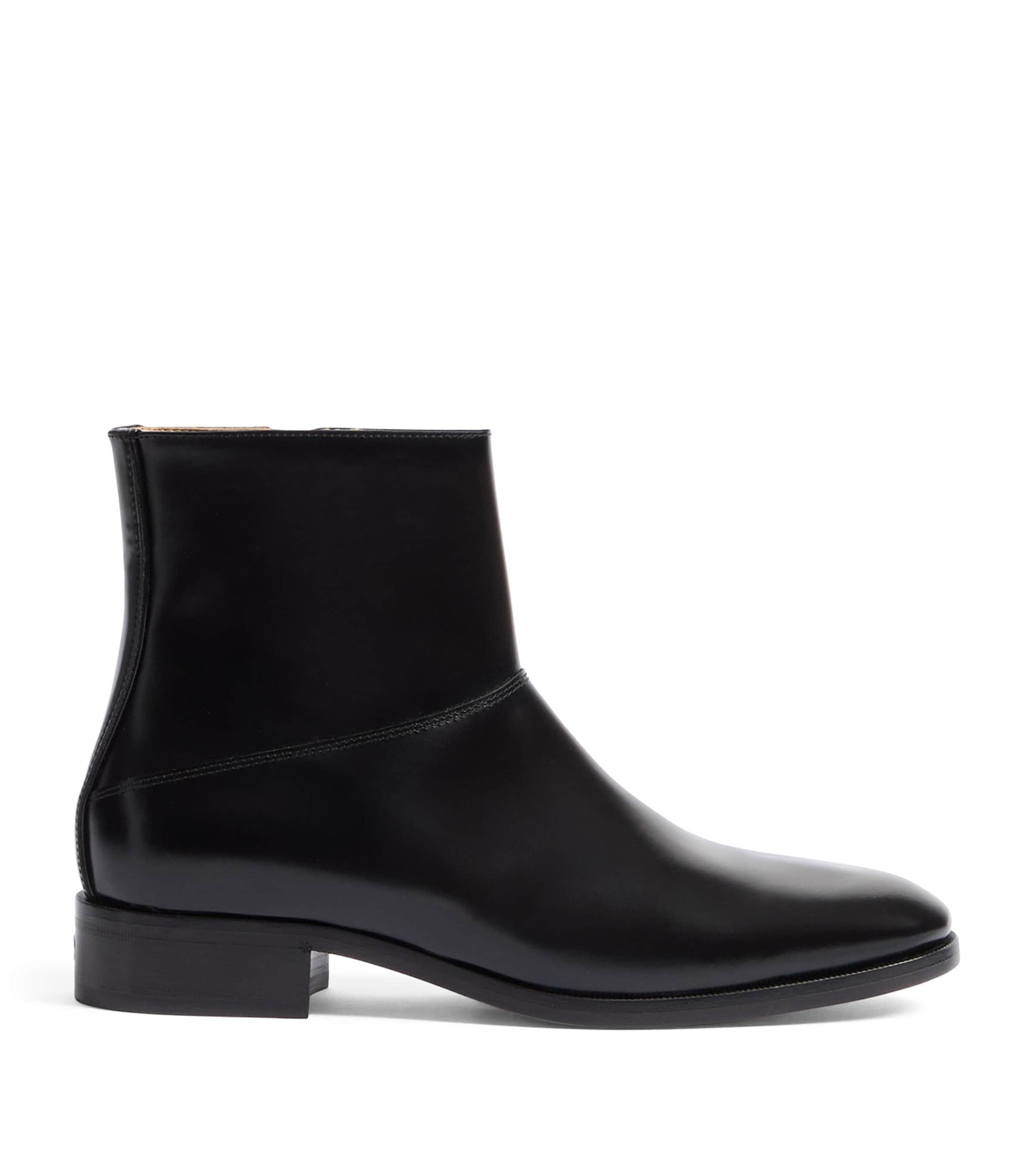 Valentino Garavani Leather Pat Ankle Boots In Black