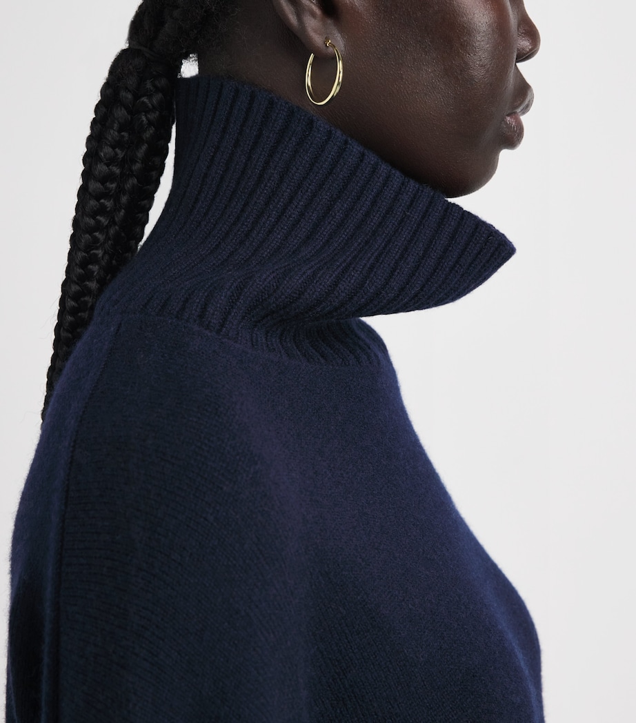 Maje Womens Cashmere-Blend High-Neck Sweater Navy Image 3