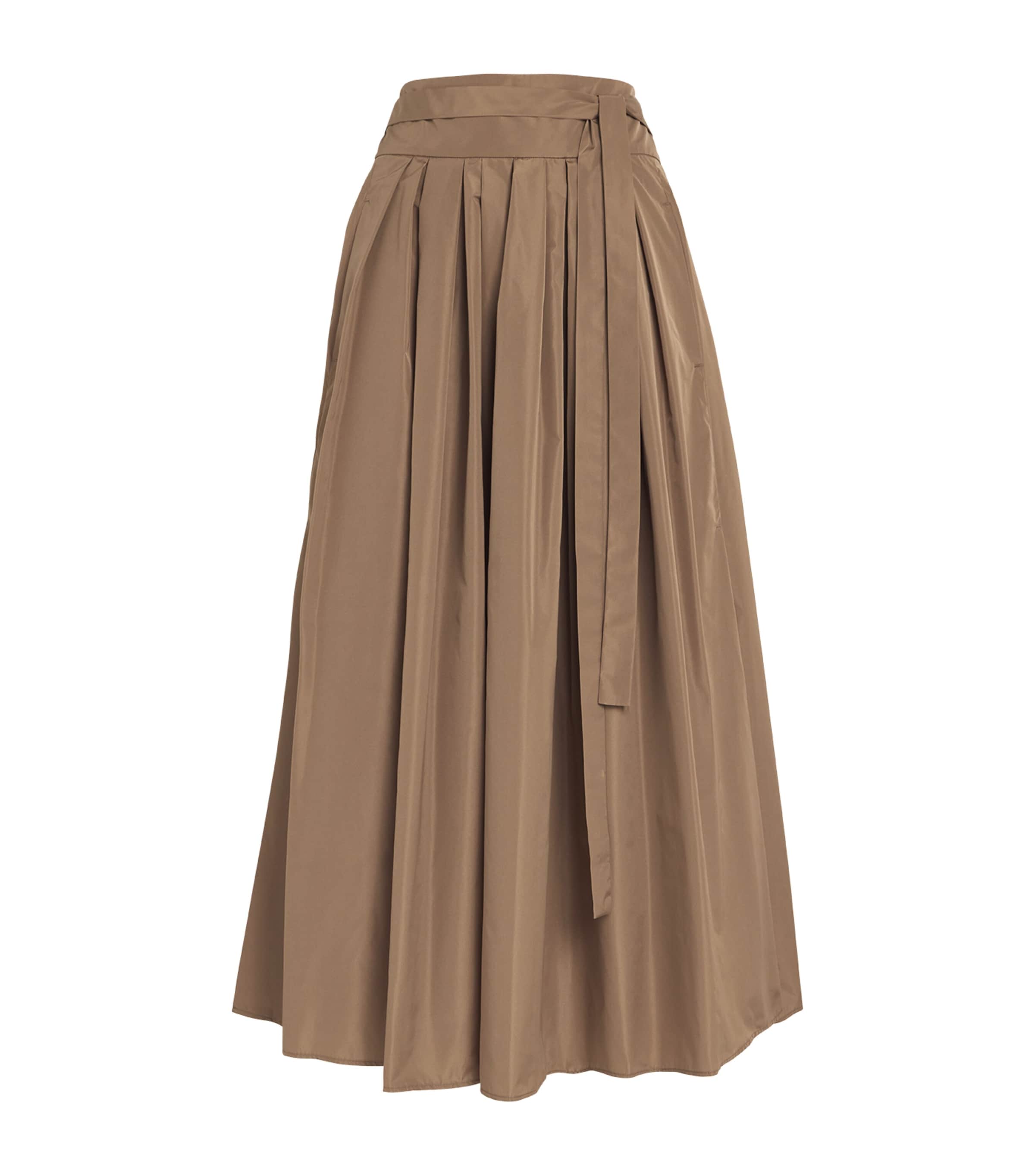 Shop Max Mara Pleated Midi Skirt In Beige