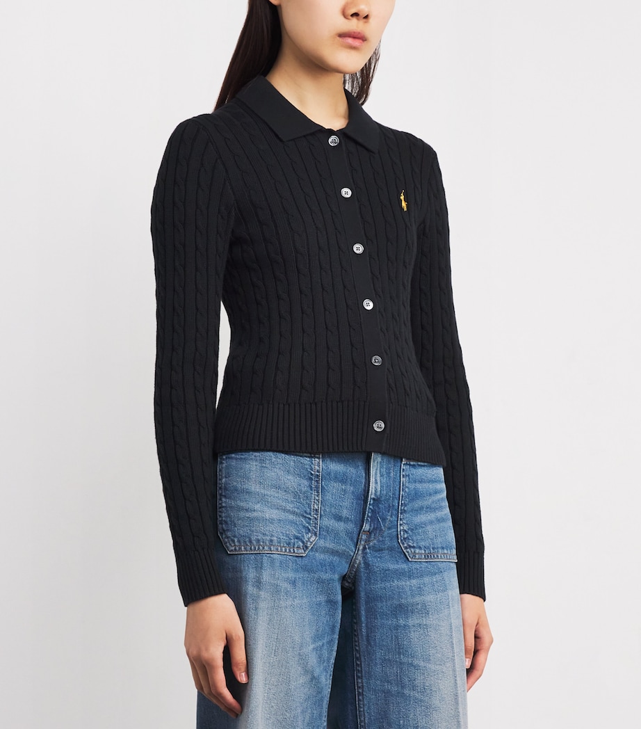 Cotton Cable-Knit Cardigan POLO BLACK Image 3