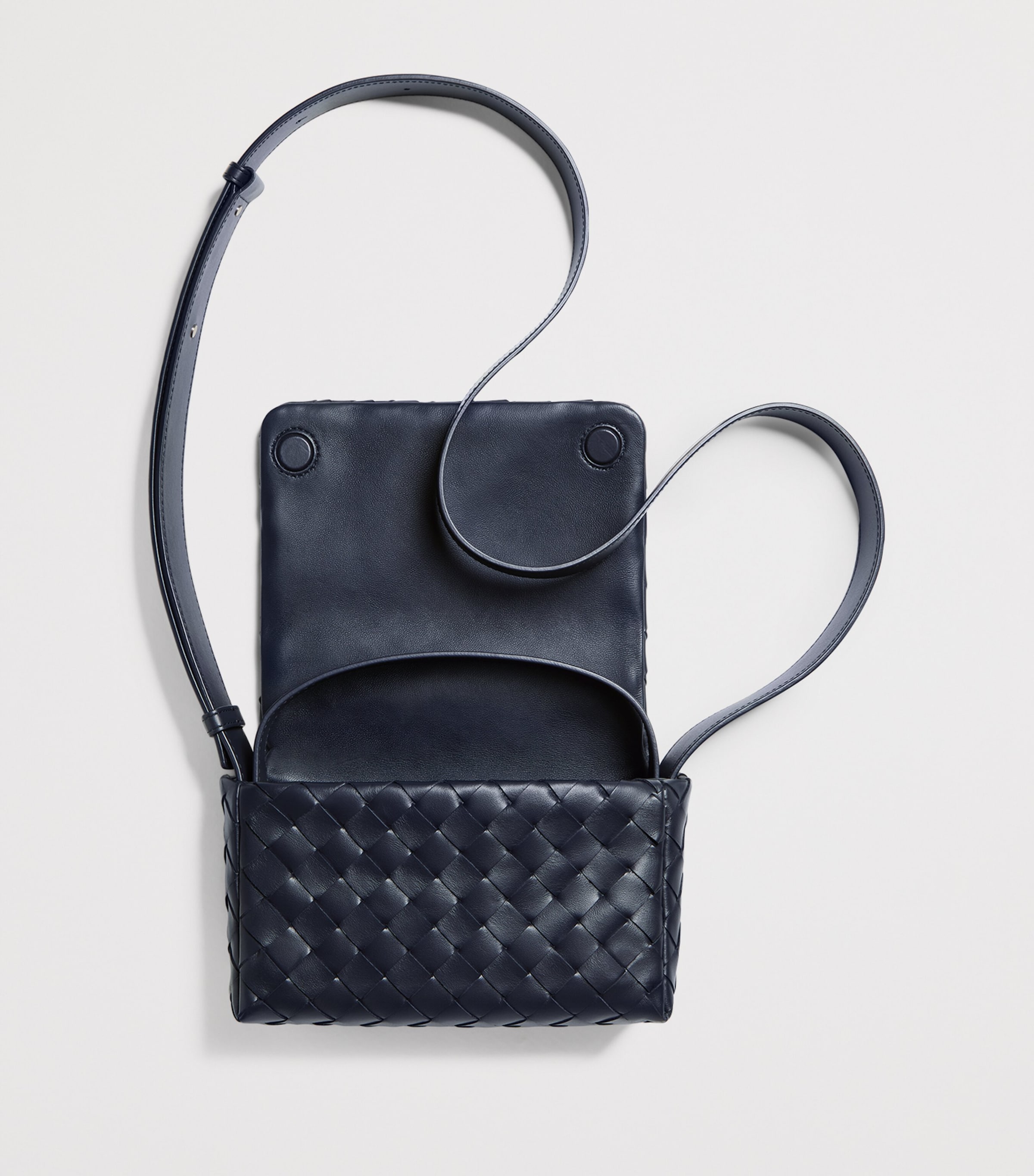 Bottega Veneta Mini Leather Intrecciato Flap Cross-Body Bag Image 3