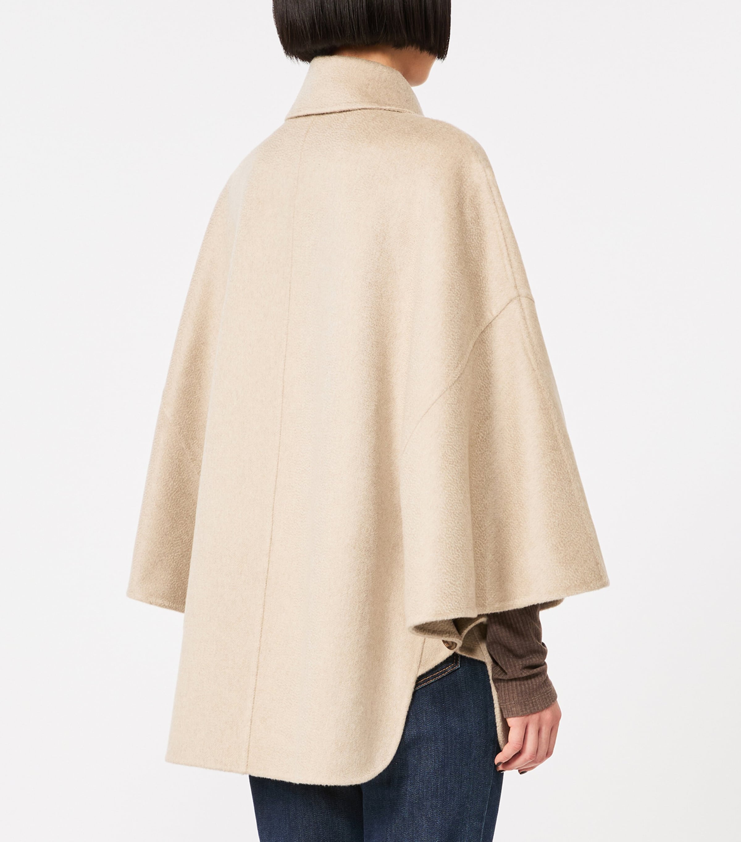 Max Mara Womens Cashmere Double-Breasted Cape Sand Image 4