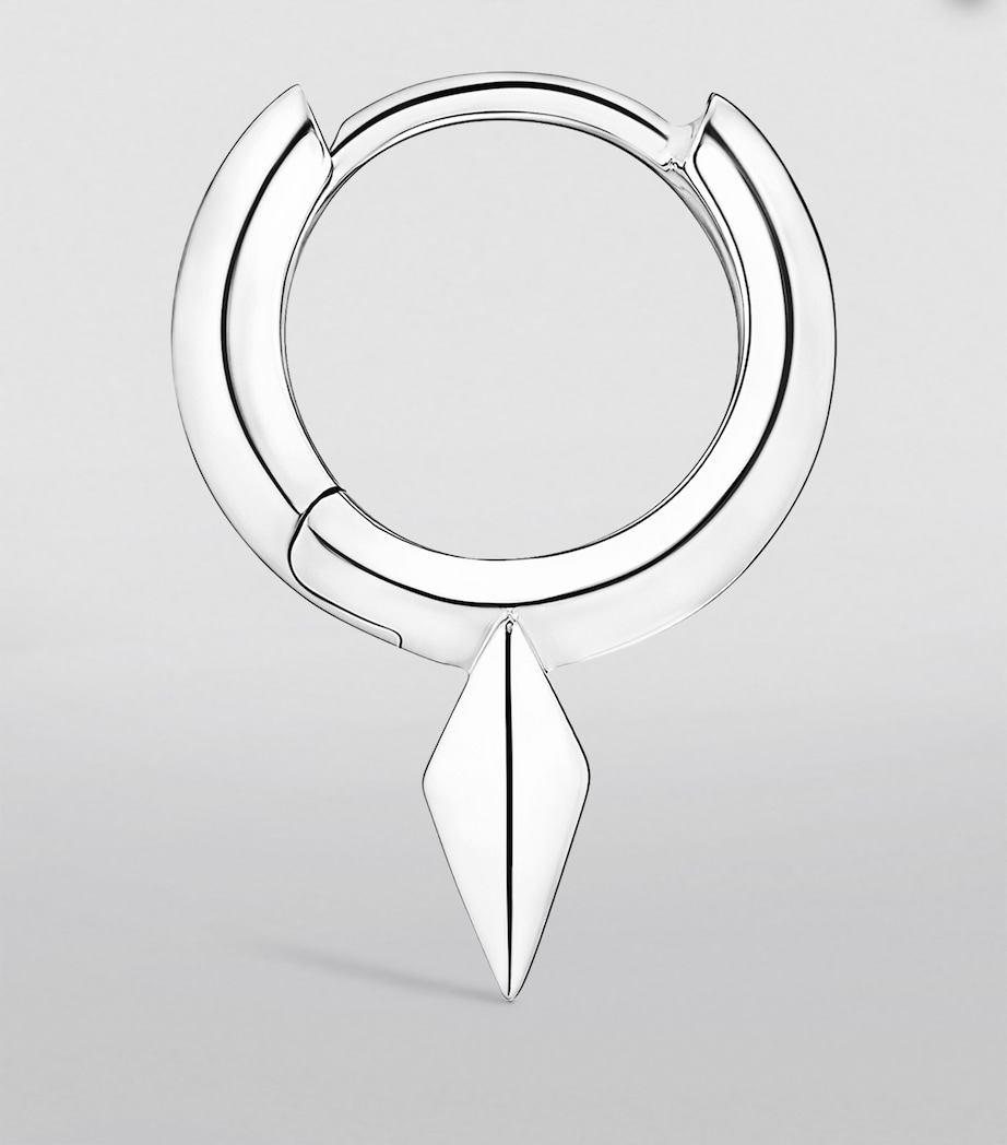 White Gold Faceted Single Short Spike Hoop Earring (6.5mm) WHITE GOLD Image 2