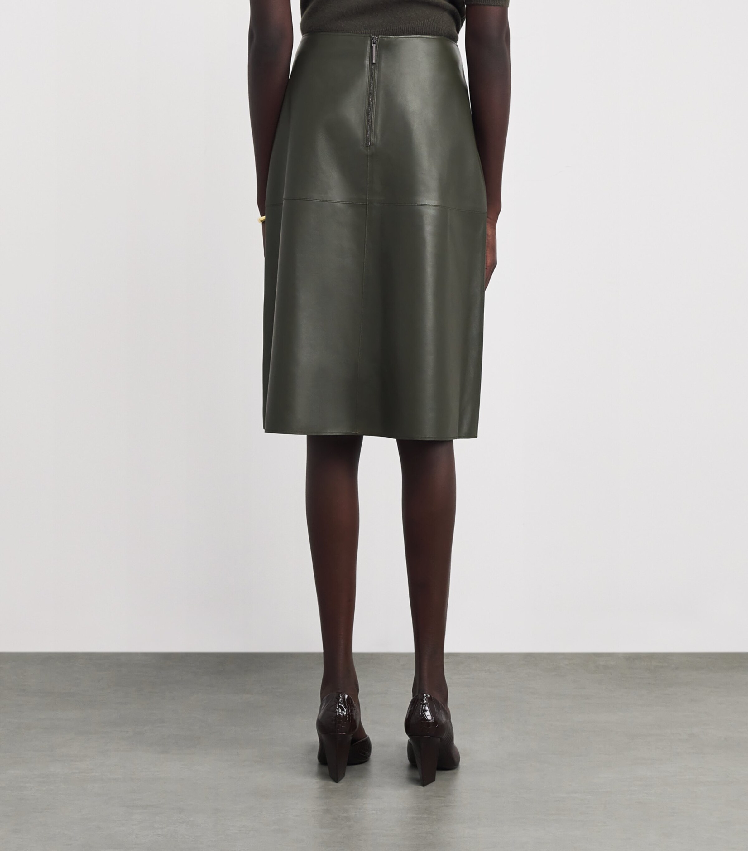 Joseph Womens Niven Leather Midi Skirt Palm Leaf Image 4