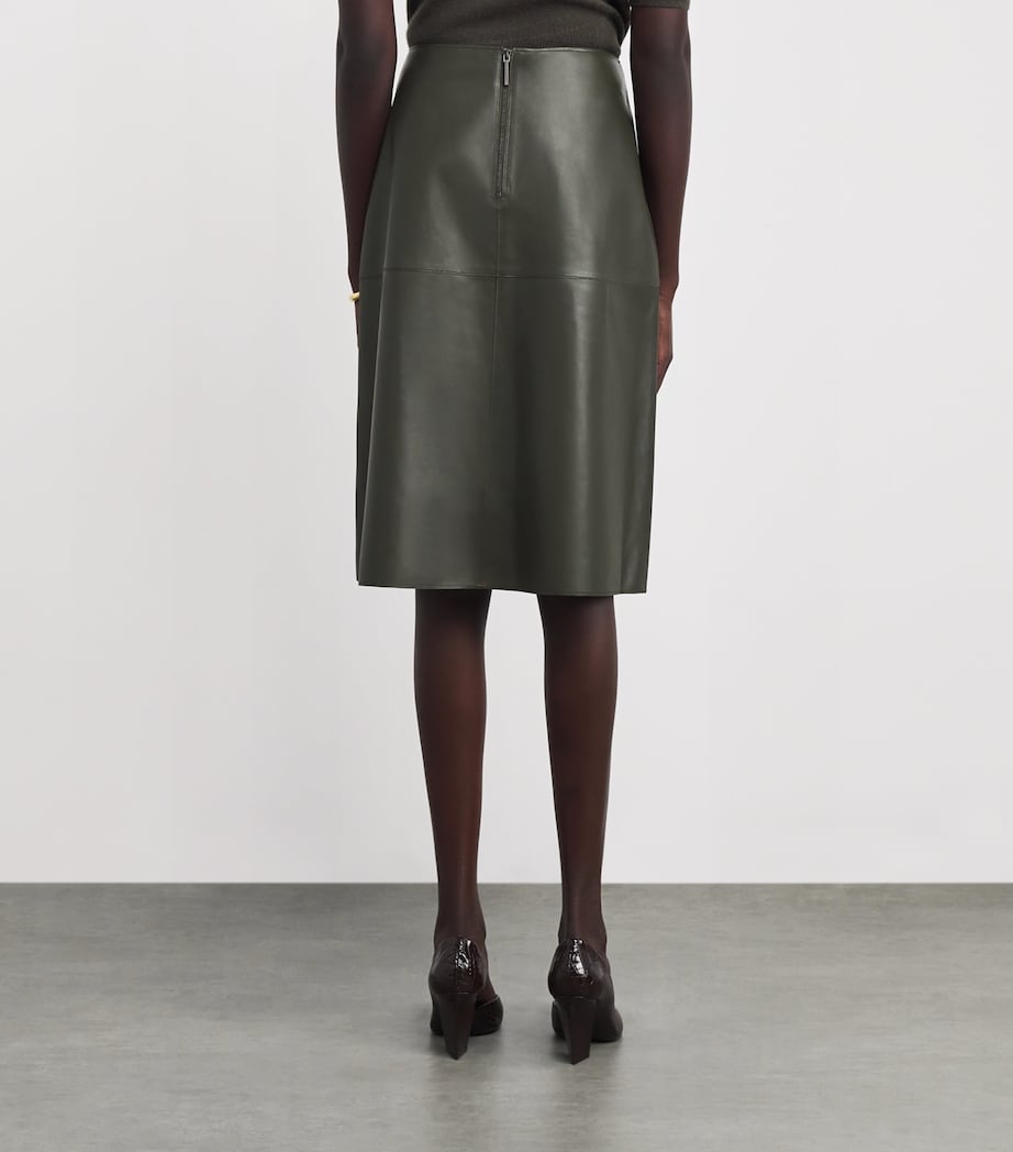 Joseph Womens Niven Leather Midi Skirt Palm Leaf Image 4
