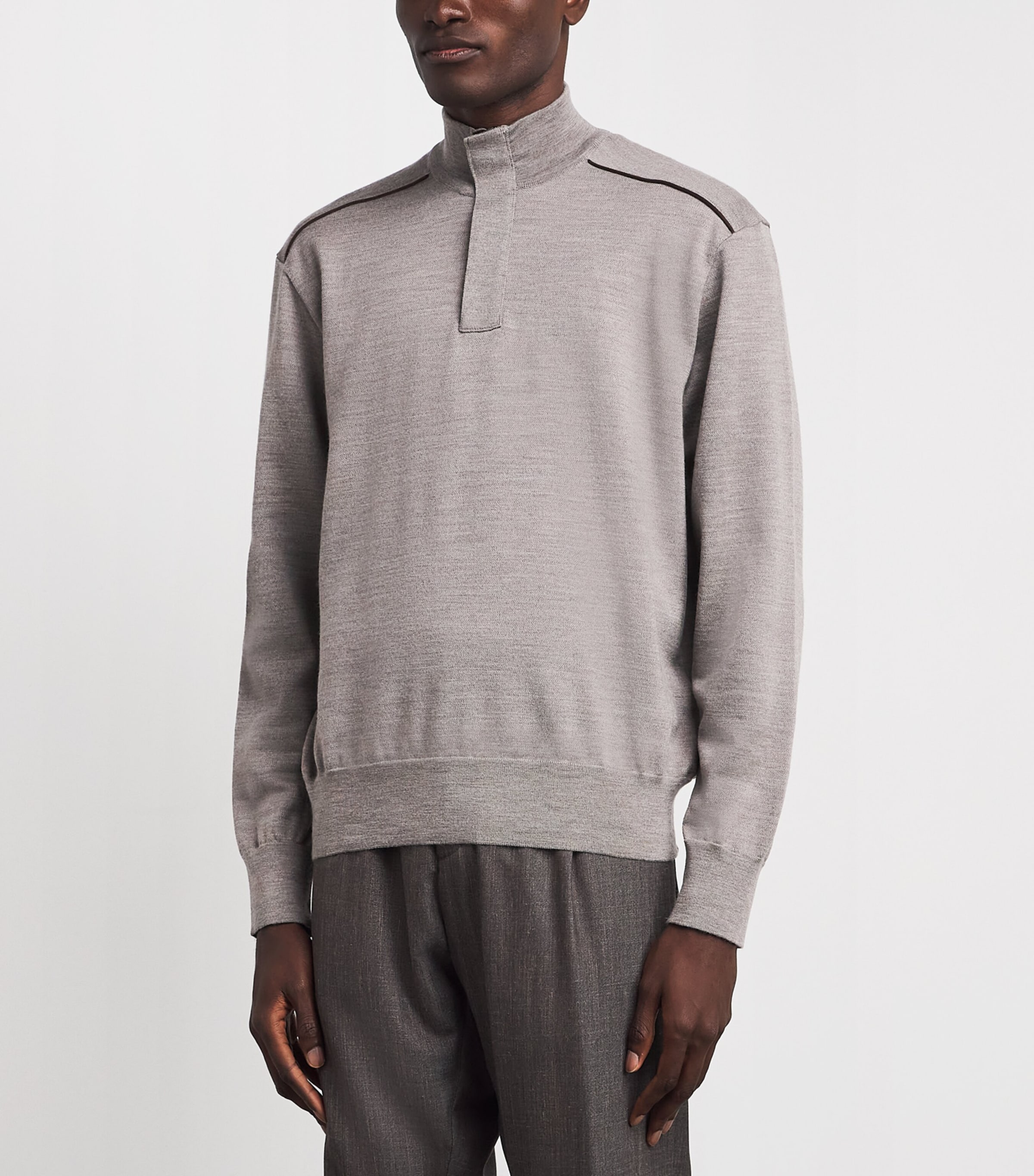 Paul & Shark Mens Virgin Wool Quarter-Zip Sweater Beige Image 4
