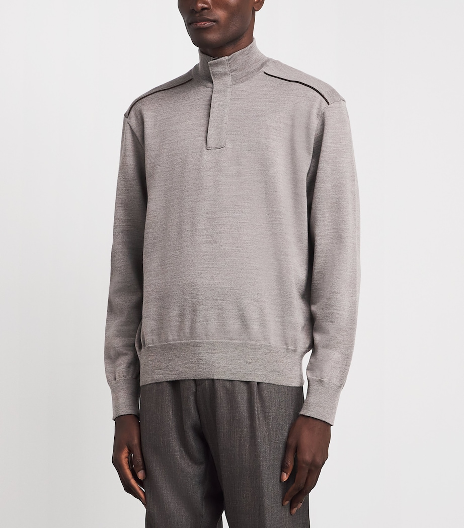 Paul & Shark Mens Virgin Wool Quarter-Zip Sweater Beige Image 4
